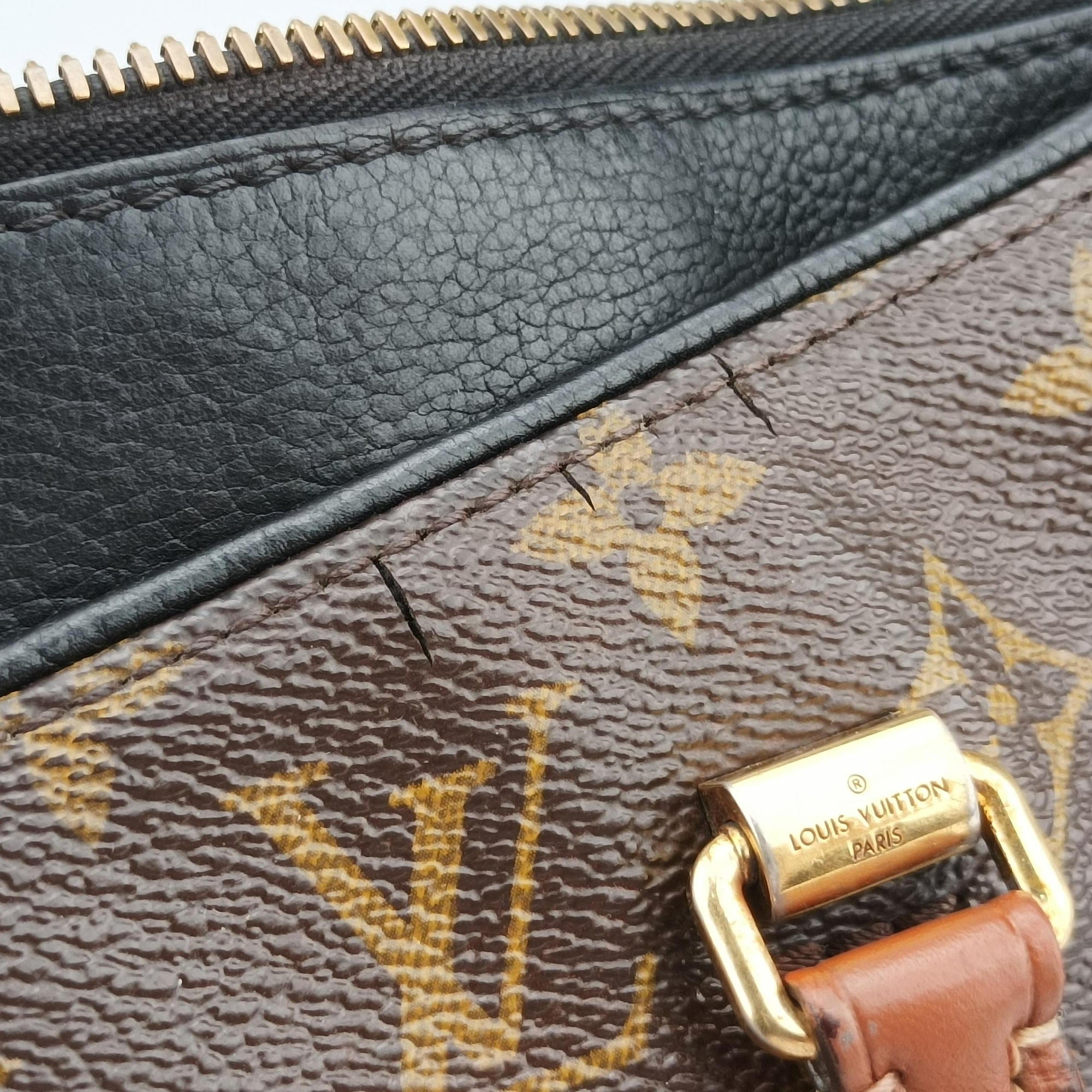Vintage Louis Vuitton PALLAS Brown×Noir Monogram Canvas×calf leather M41175 handbag | stylenewstar