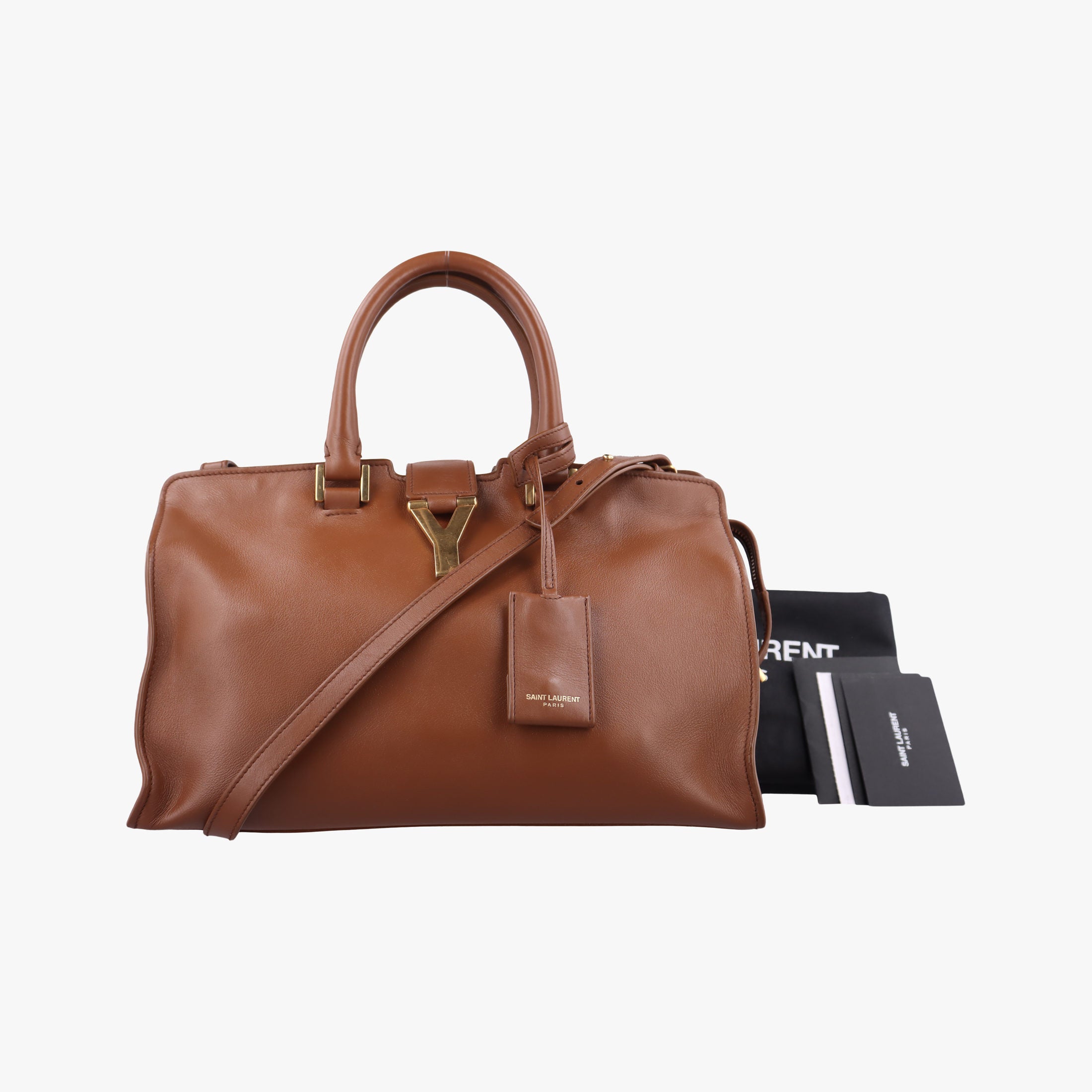 Secondhand Yves Saint Laurent Y Ligne Petit Cabas Brown Leather 311210 shoulderbag | stylenewstar