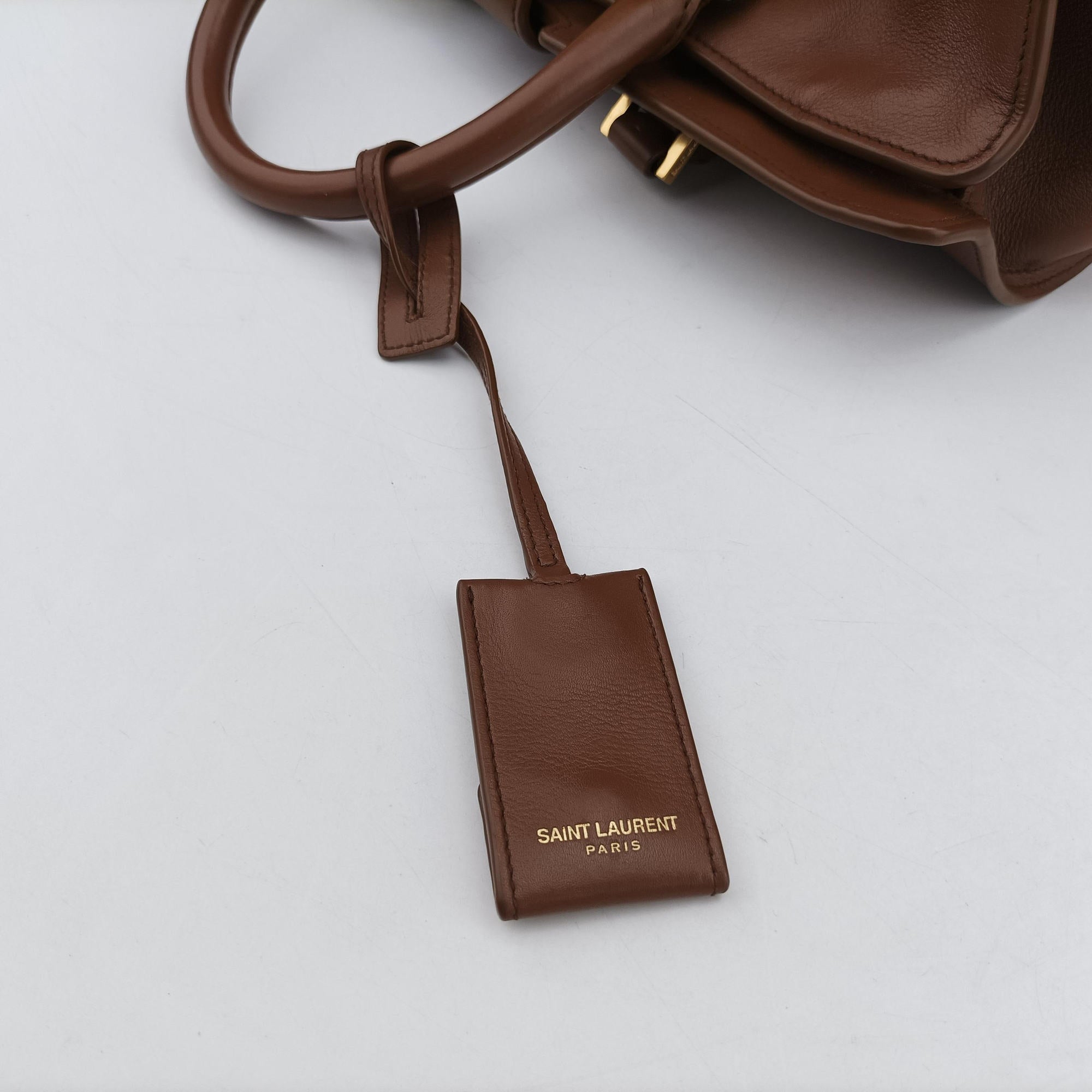 Secondhand Yves Saint Laurent Y Ligne Petit Cabas Brown Leather 311210 shoulderbag | stylenewstar