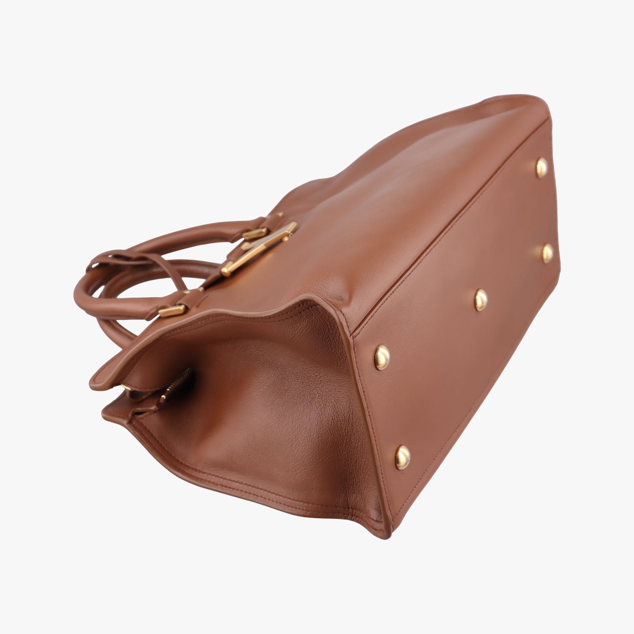 Secondhand Yves Saint Laurent Y Ligne Petit Cabas Brown Leather 311210 shoulderbag | stylenewstar