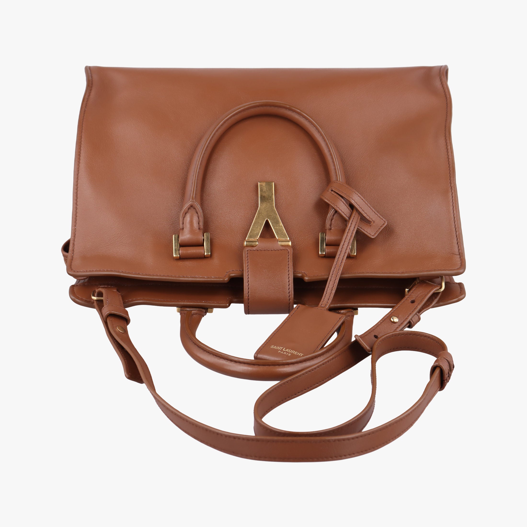 Secondhand Yves Saint Laurent Y Ligne Petit Cabas Brown Leather 311210 shoulderbag | stylenewstar
