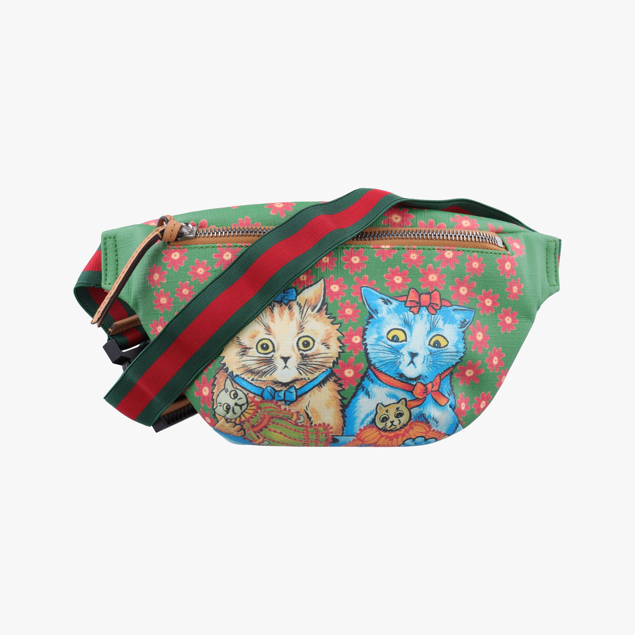 Secondhand Gucci kids GG Top strawberry Print Green × Multi canvas 502095 bum bag/waist bag | stylenewstar