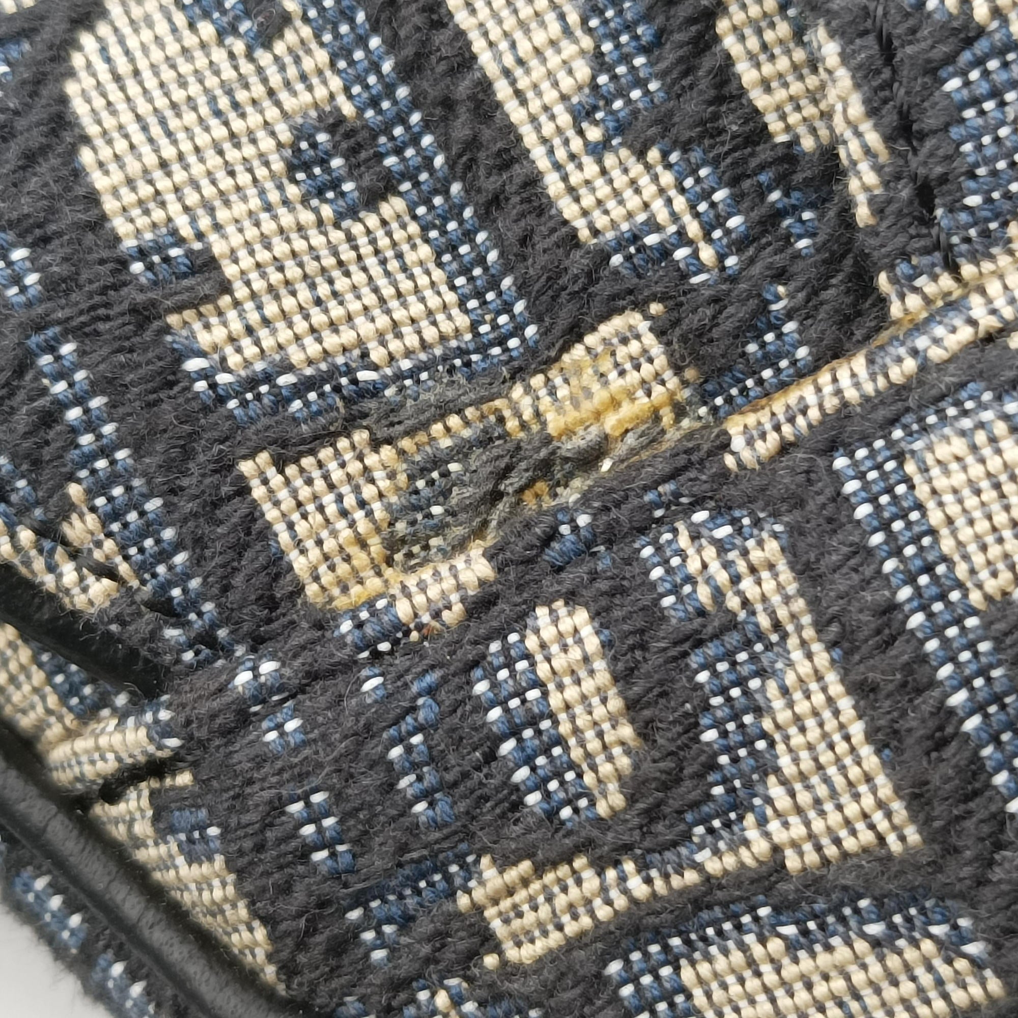 Pre-owned Christian Dior saddle Gray×Navy×Black Jacquard×Leather  bum bag/waist bag | stylenewstar