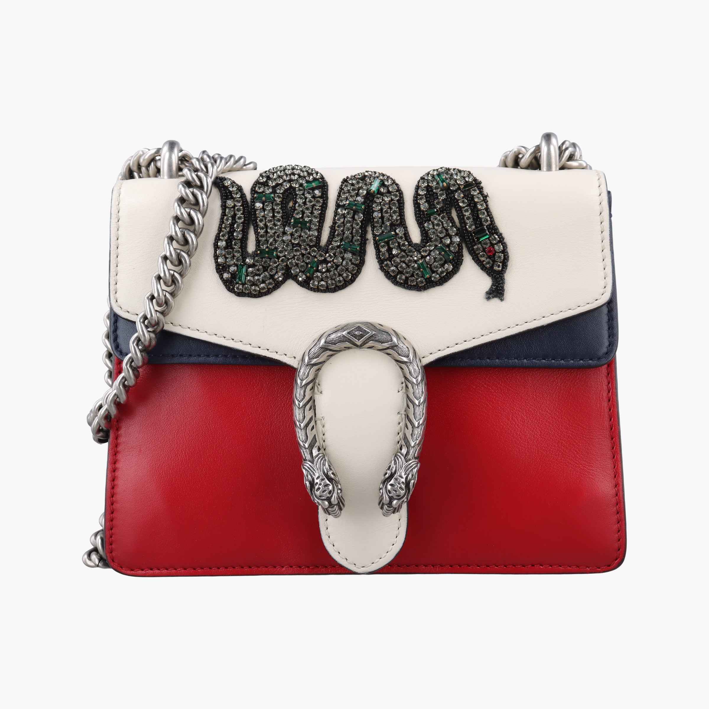 Pre-owned Gucci Dionysus Ivory×Red×Navy Leather 421970 shoulderbag | stylenewstar