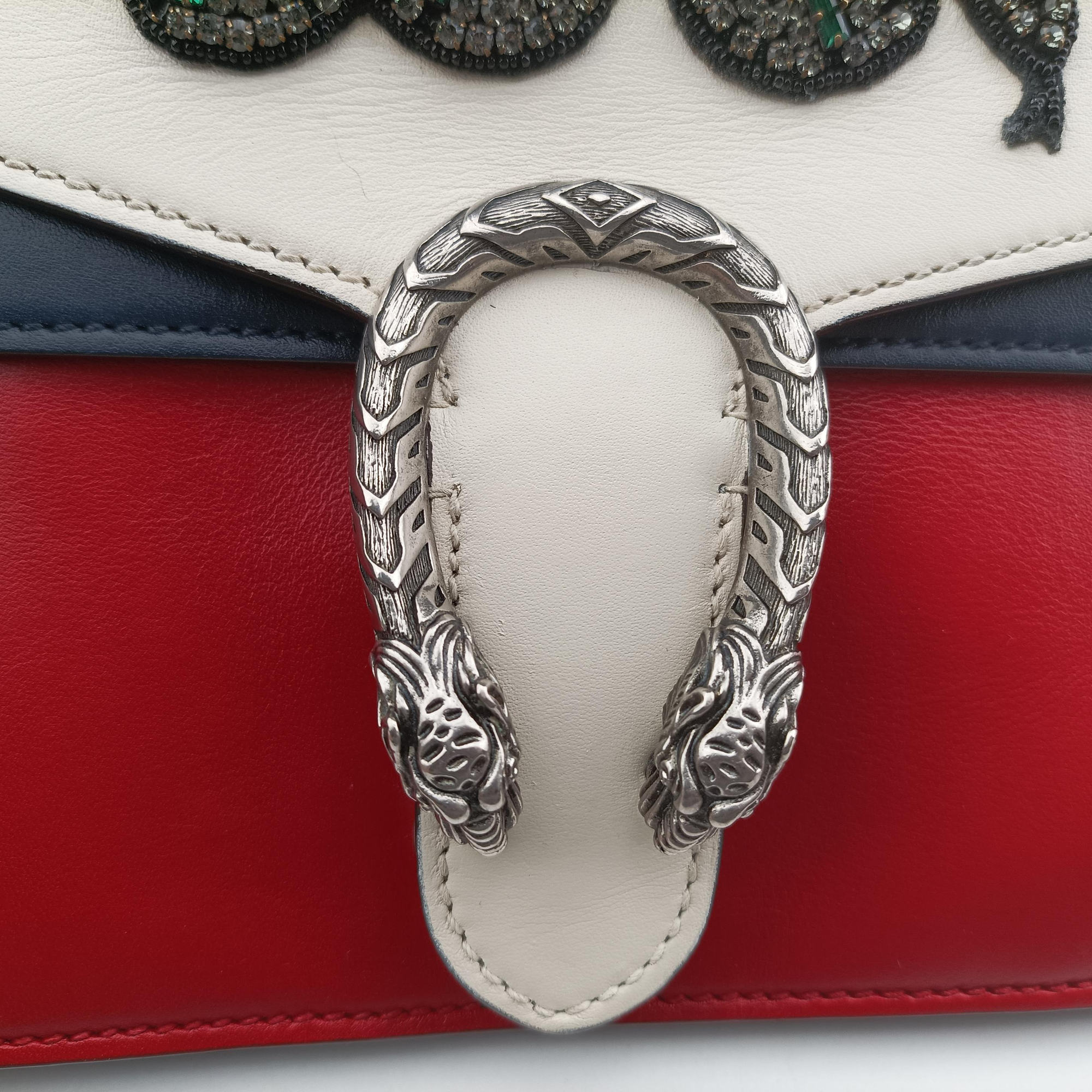 Pre-owned Gucci Dionysus Ivory×Red×Navy Leather 421970 shoulderbag | stylenewstar