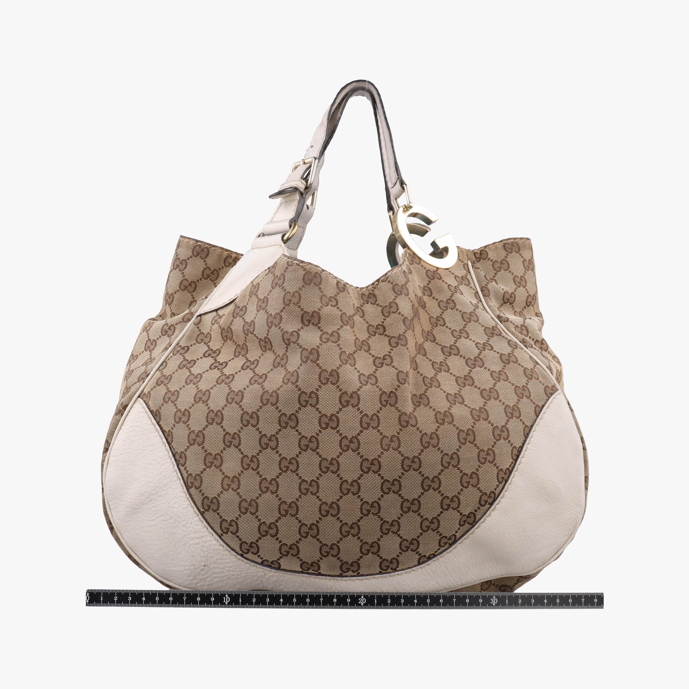 Pre-owned Gucci Charlotte Hobo Brown×White Leather×canvas 203504 handbag | stylenewstar