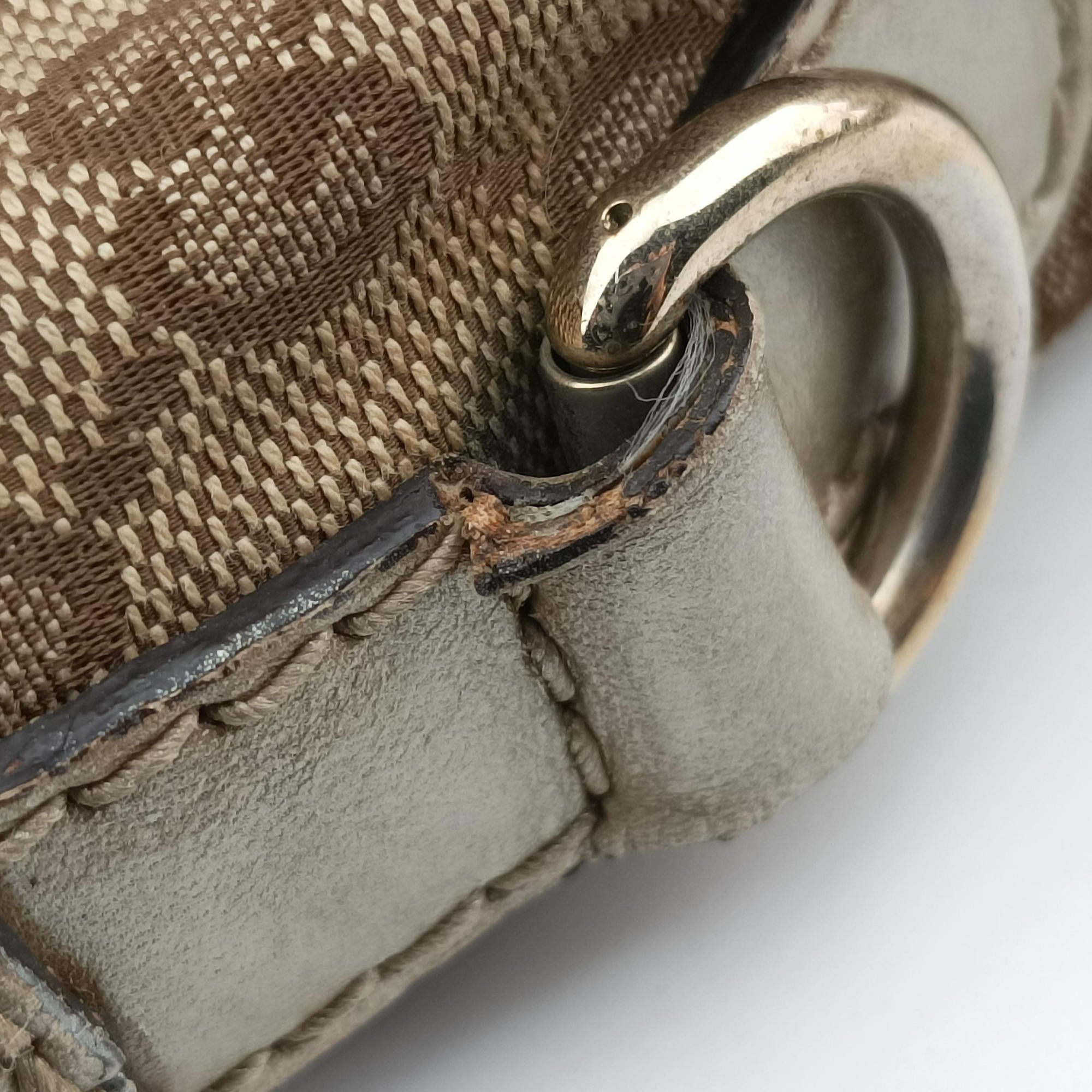 Vintage Gucci Sukey White×Brown Leather×canvas 247902 shoulderbag | stylenewstar