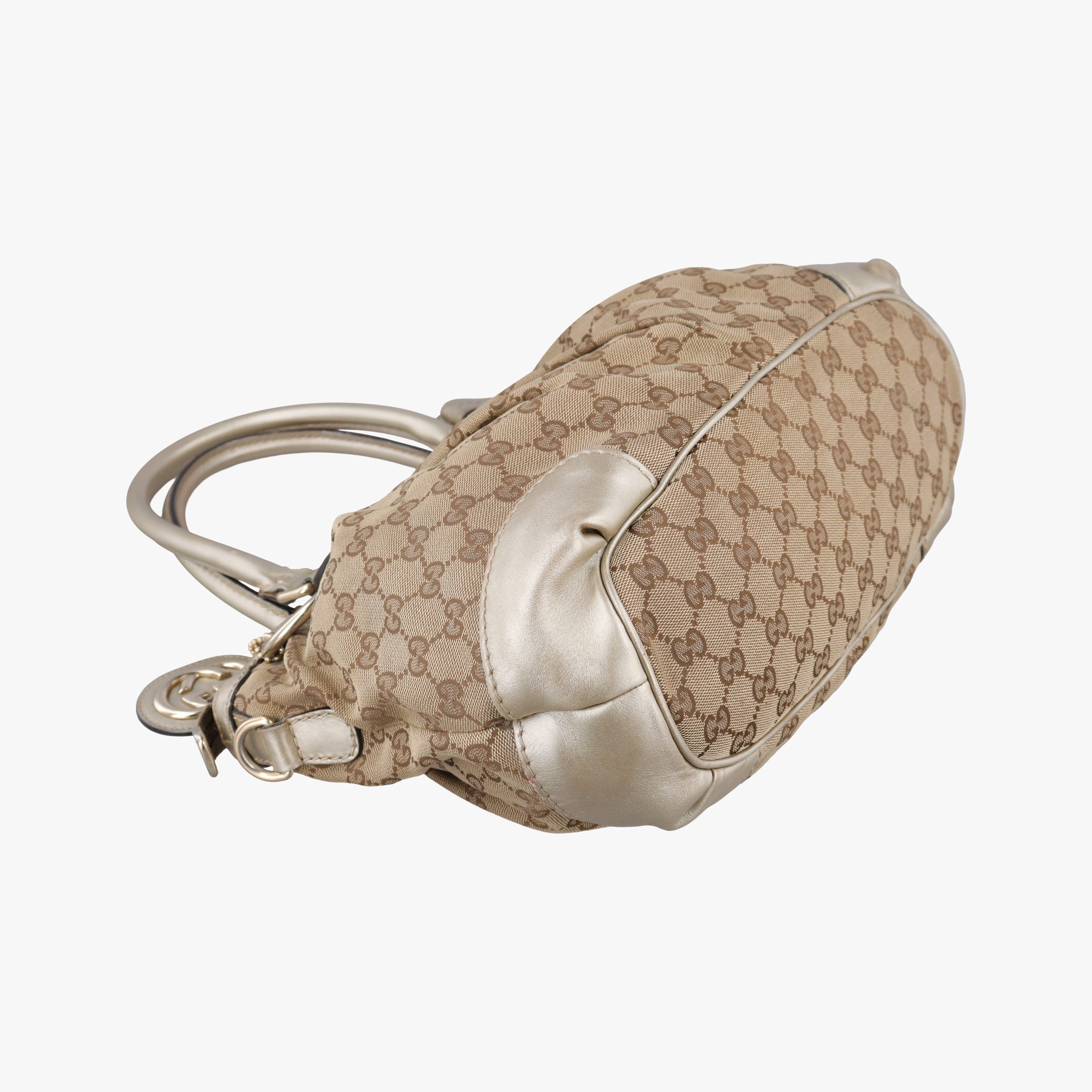 Vintage Gucci Sukey White×Brown Leather×canvas 247902 shoulderbag | stylenewstar