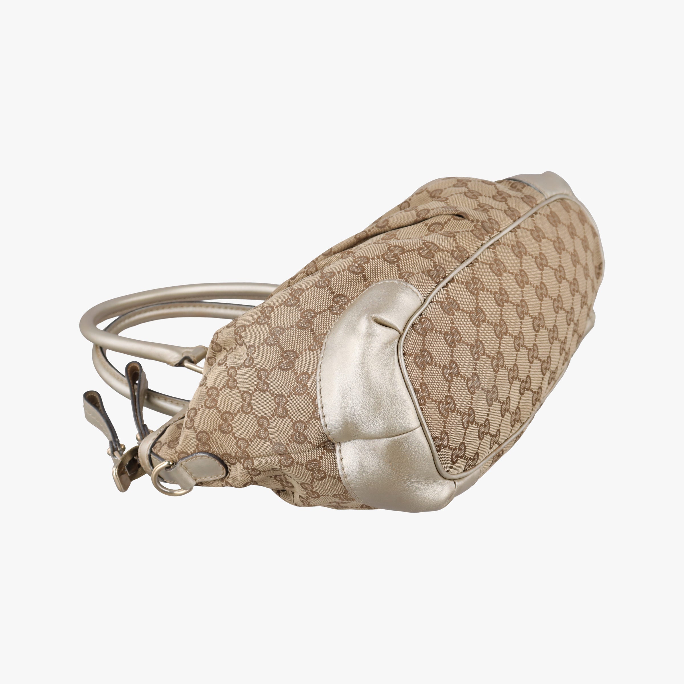 Vintage Gucci Sukey White×Brown Leather×canvas 247902 shoulderbag | stylenewstar