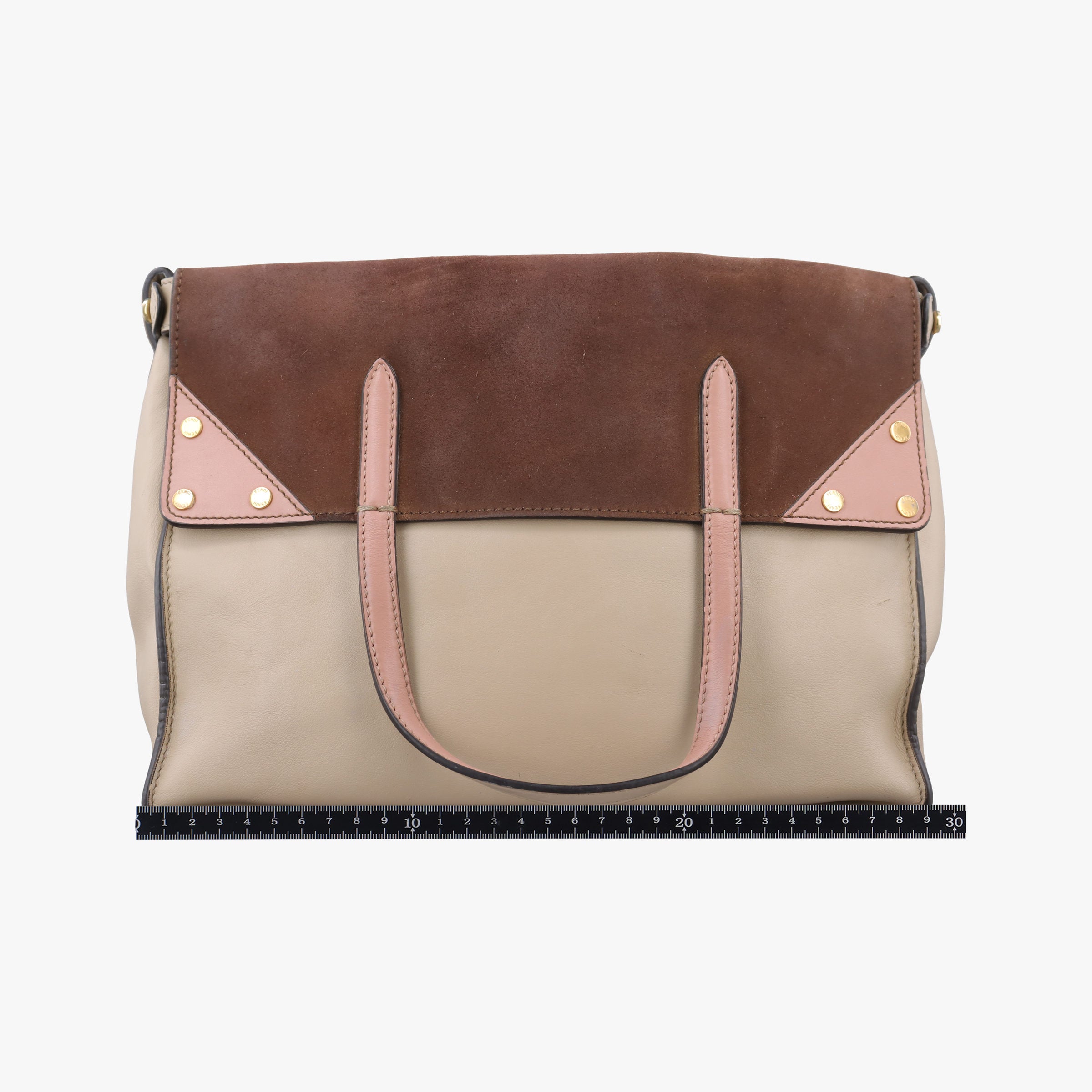 Pre-owned Fendi Flip Beige×Pink×Brown Leather×Suede 8BT303 shoulderbag | stylenewstar