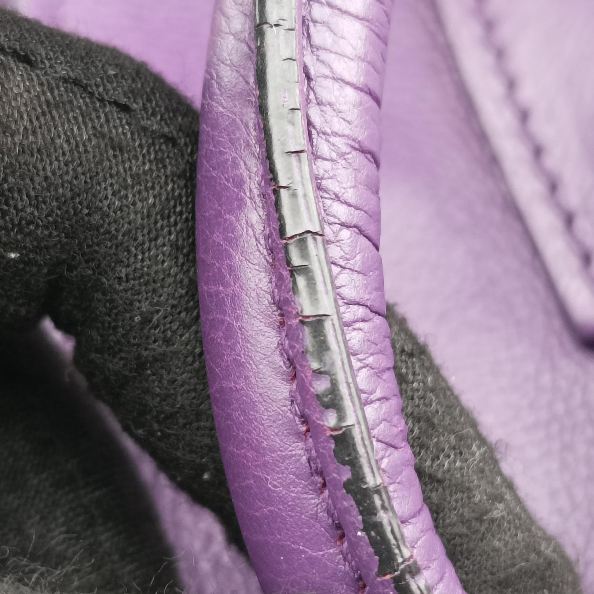 Pre-owned Prada Twin Pocket Winged Tote Purple Leather BN2619 shoulderbag | stylenewstar