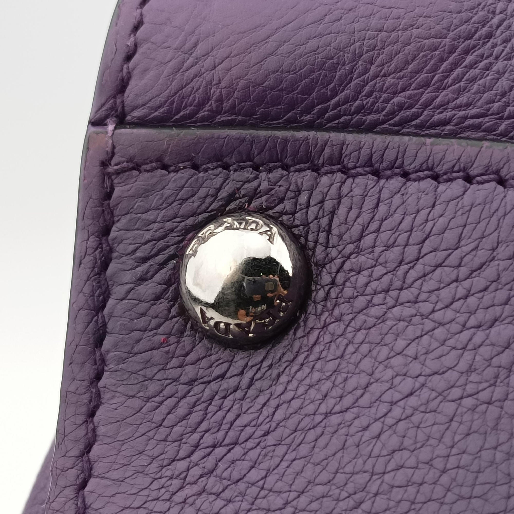 Pre-owned Prada Twin Pocket Winged Tote Purple Leather BN2619 shoulderbag | stylenewstar