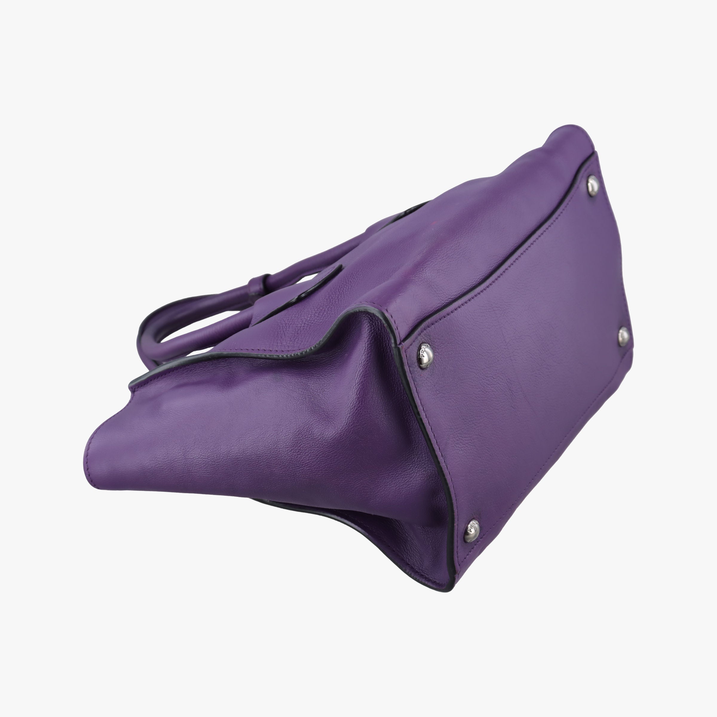 Pre-owned Prada Twin Pocket Winged Tote Purple Leather BN2619 shoulderbag | stylenewstar
