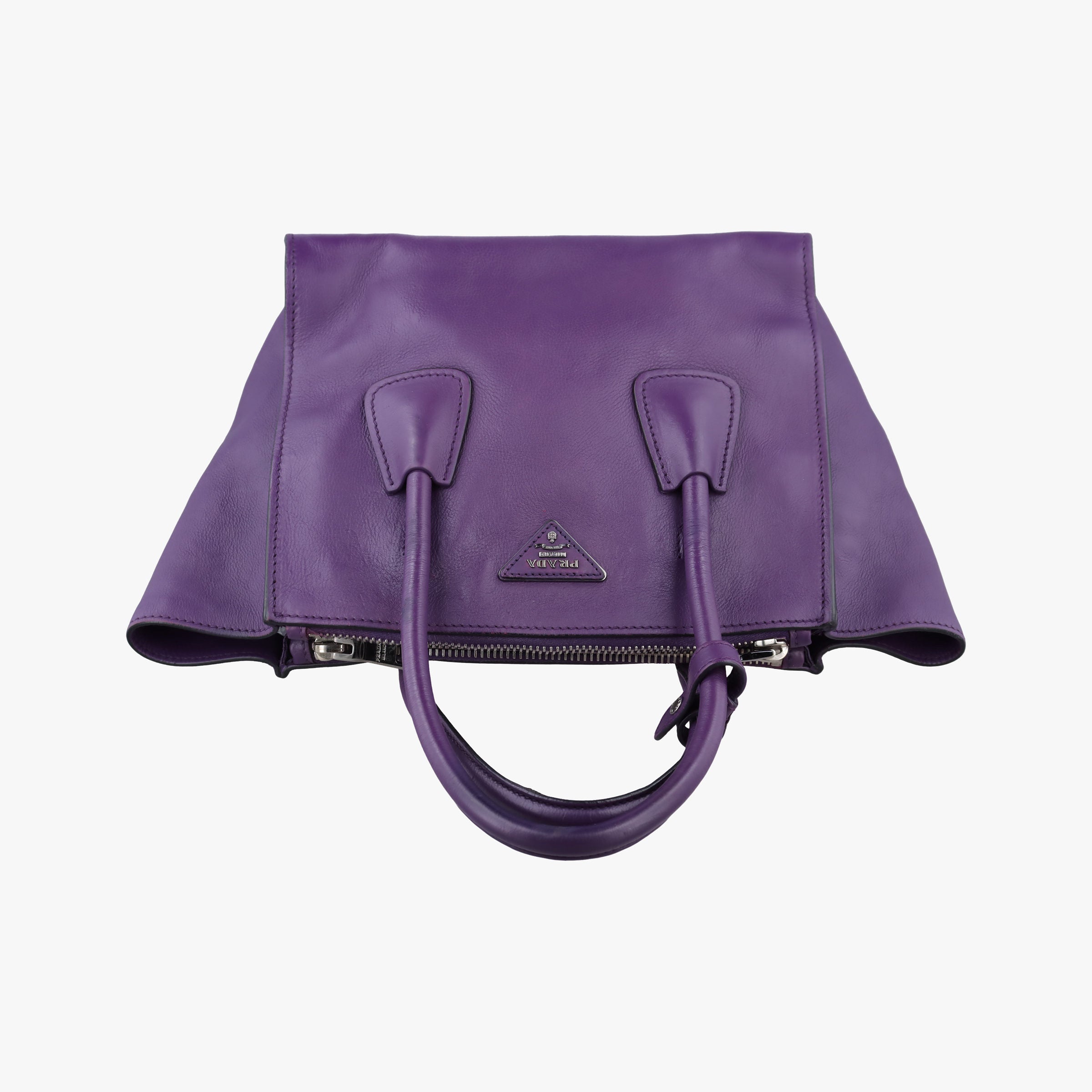 Pre-owned Prada Twin Pocket Winged Tote Purple Leather BN2619 shoulderbag | stylenewstar