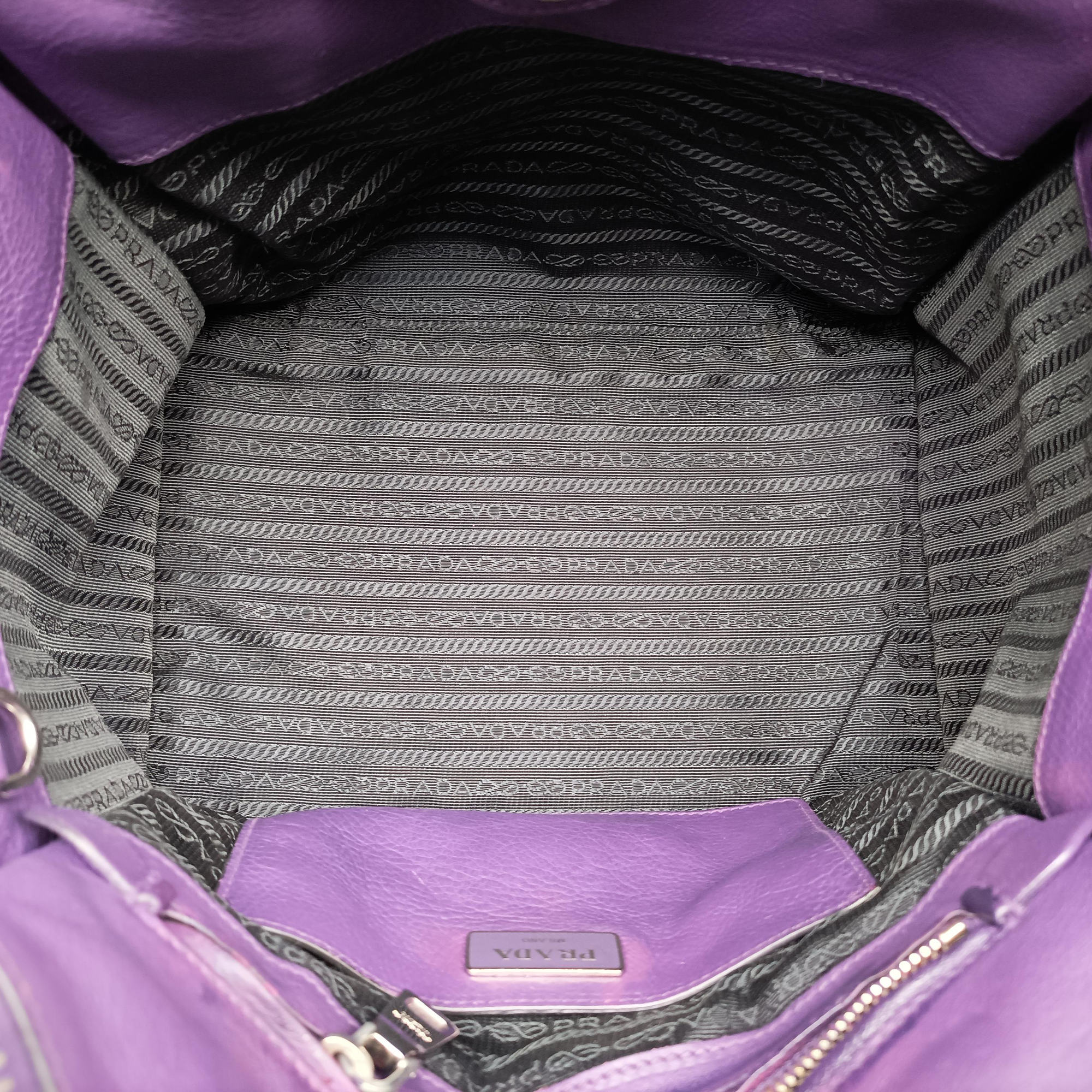 Pre-owned Prada Twin Pocket Winged Tote Purple Leather BN2619 shoulderbag | stylenewstar