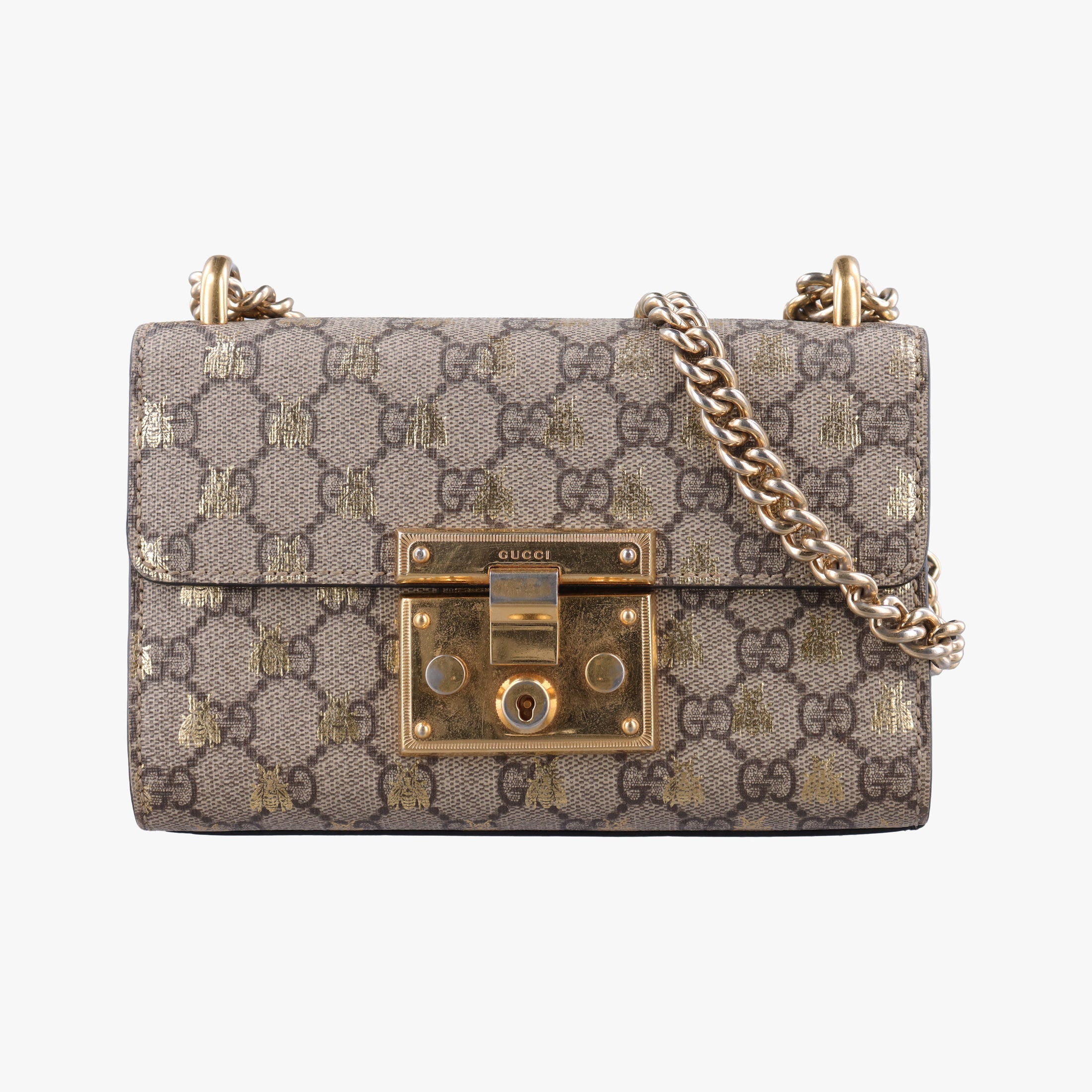 Vintage Gucci Padlock beige×black PVC coated canvas×Leather 409487 shoulderbag | stylenewstar