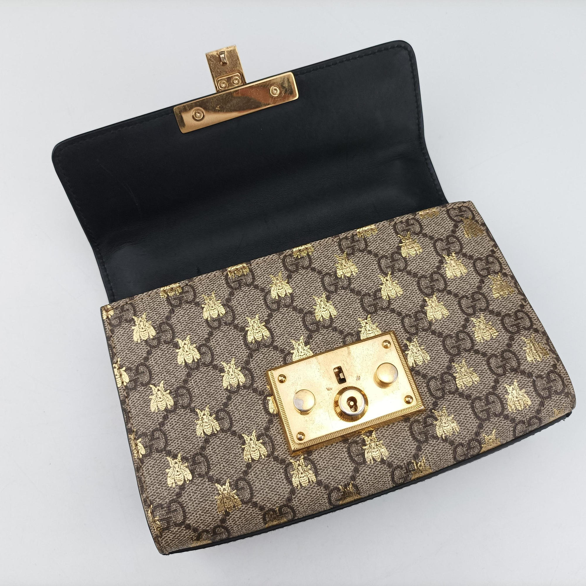 Vintage Gucci Padlock beige×black PVC coated canvas×Leather 409487 shoulderbag | stylenewstar