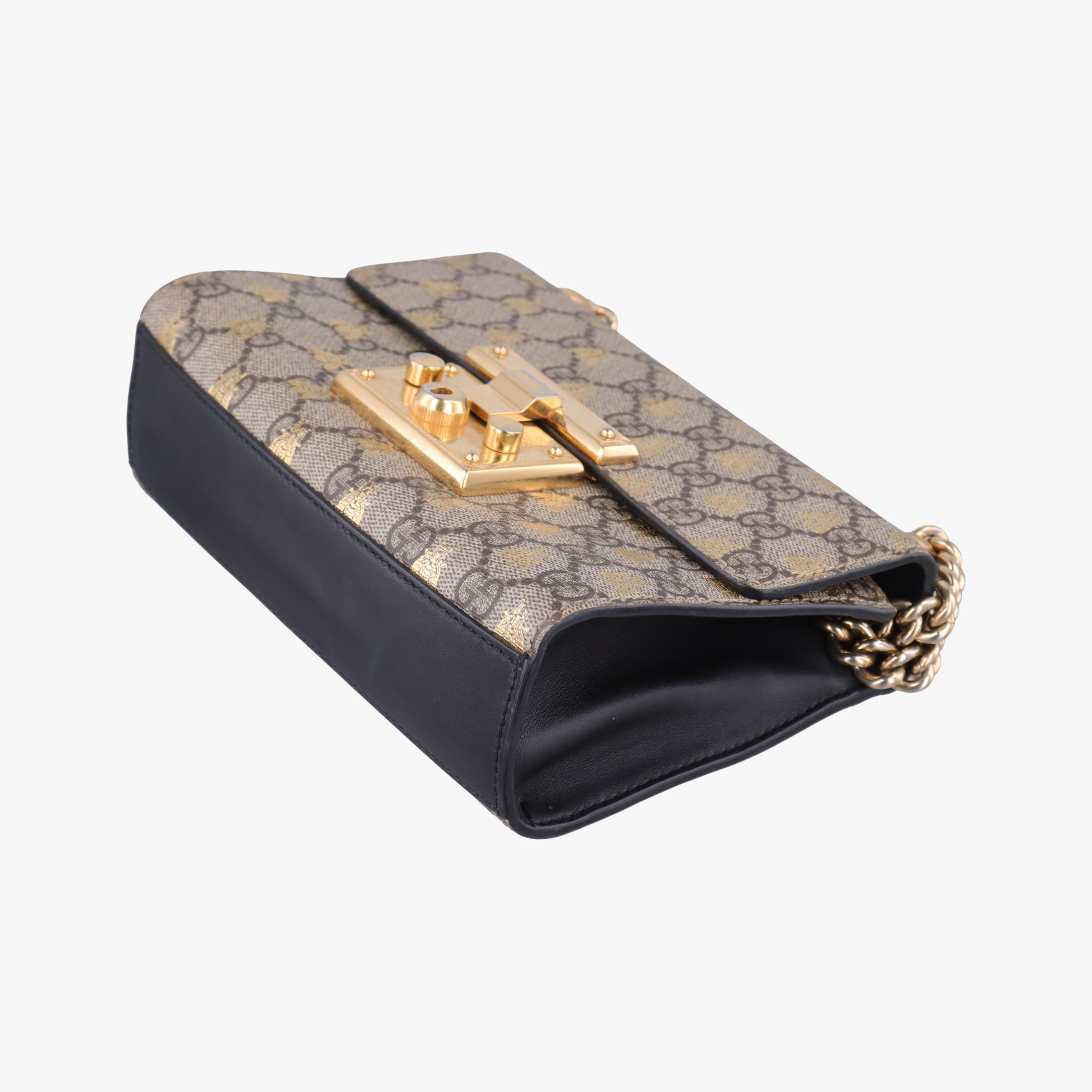 Vintage Gucci Padlock beige×black PVC coated canvas×Leather 409487 shoulderbag | stylenewstar
