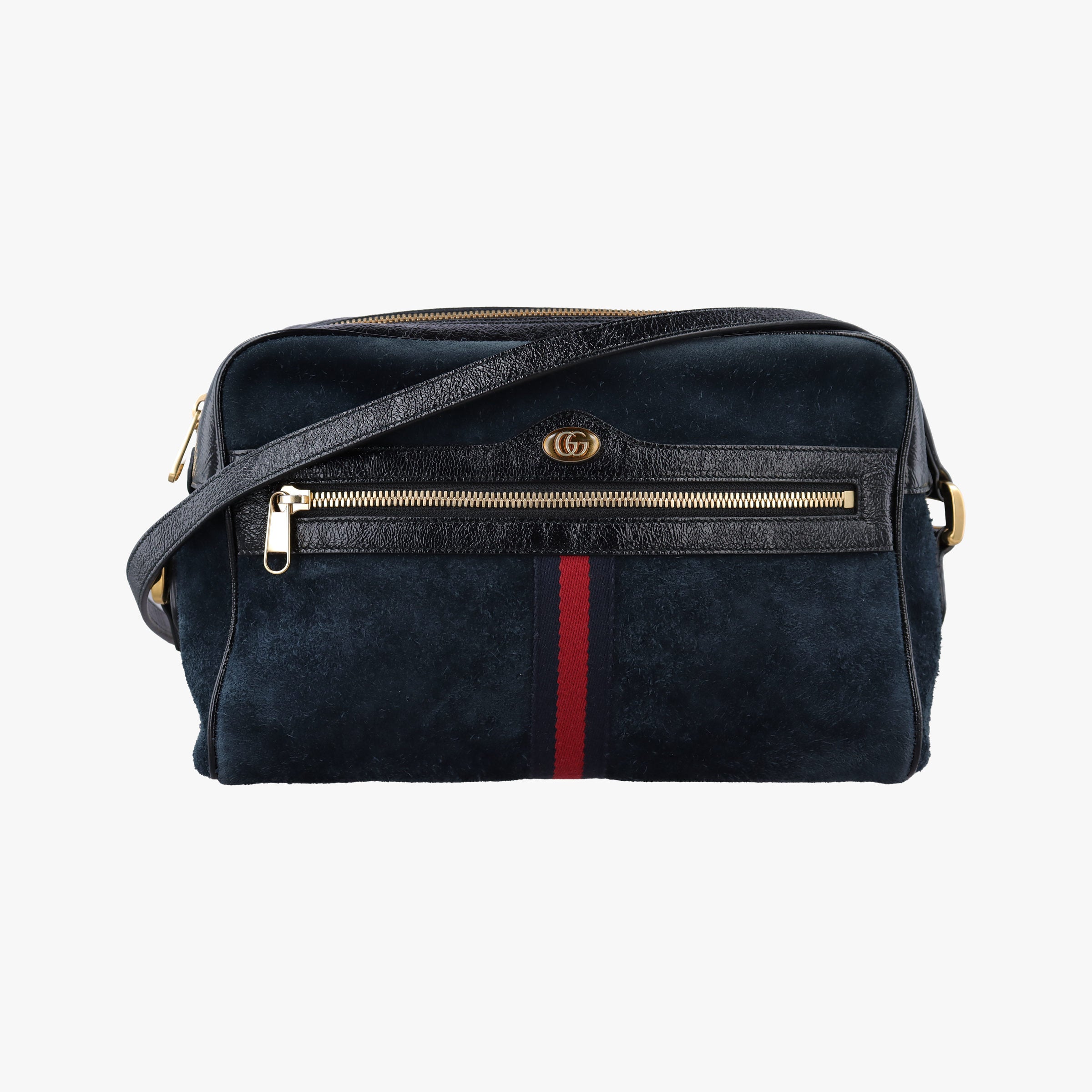 Pre-owned Gucci Ophidia Navy×black Suede×leather 517080 shoulderbag | stylenewstar