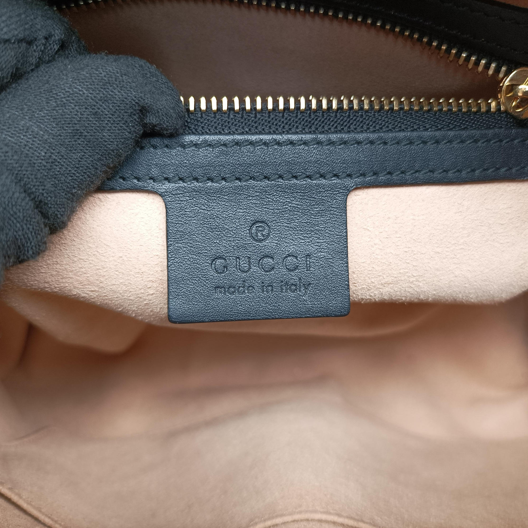 Pre-owned Gucci Ophidia Navy×black Suede×leather 517080 shoulderbag | stylenewstar