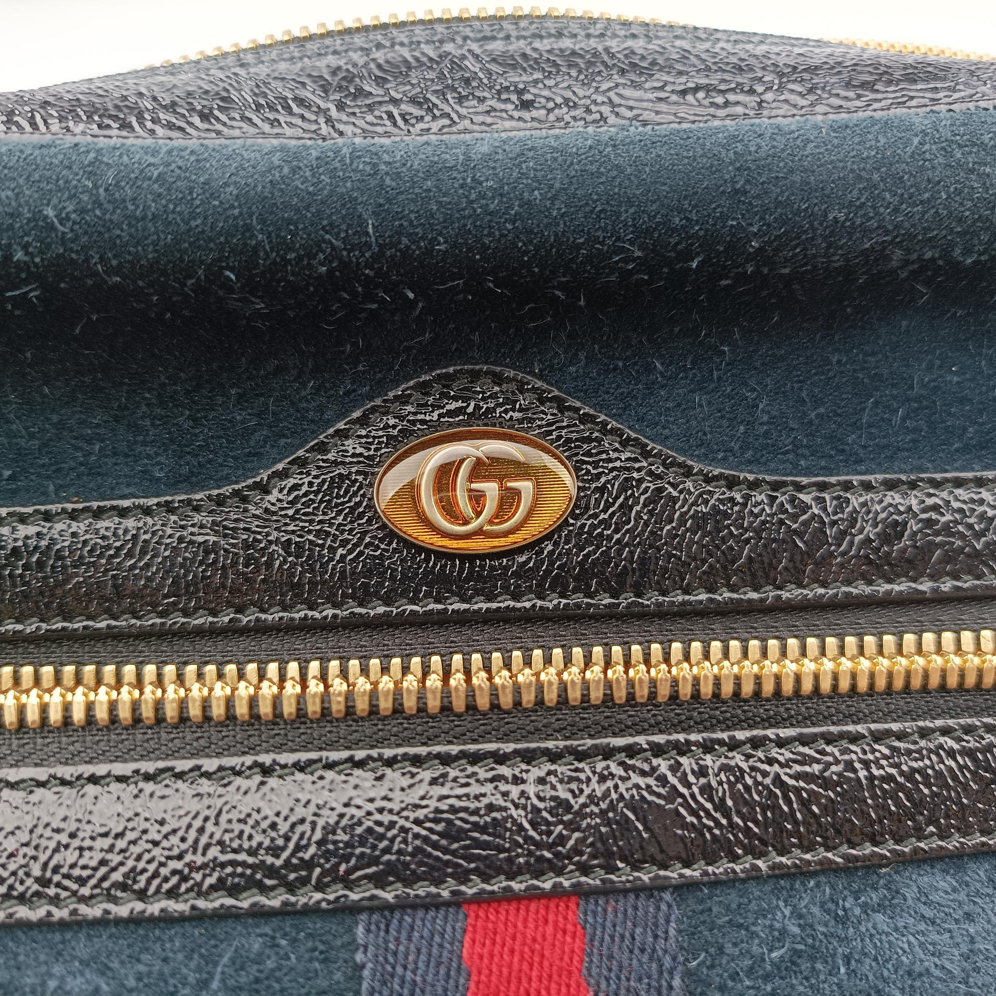 Pre-owned Gucci Ophidia Navy×black Suede×leather 517080 shoulderbag | stylenewstar