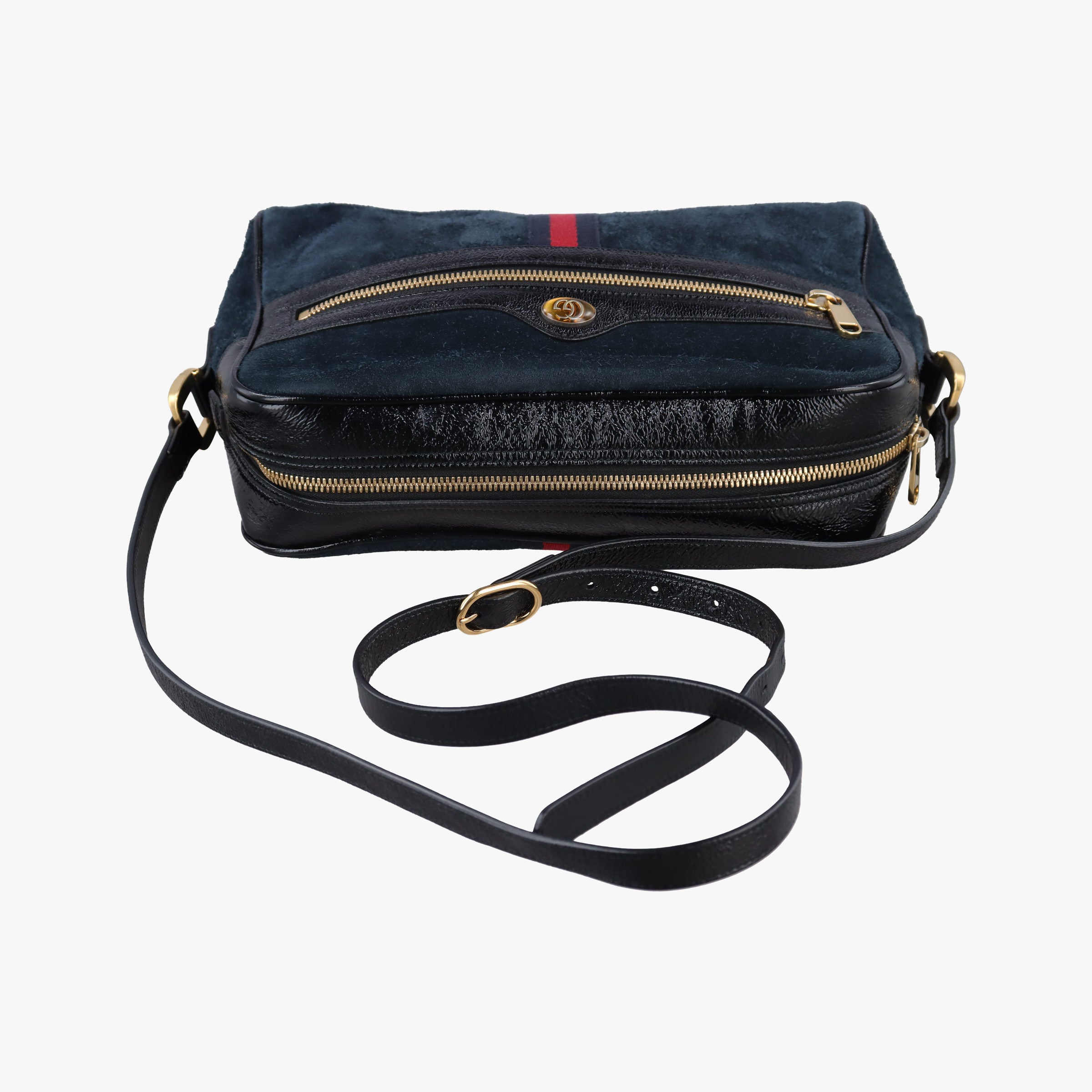 Pre-owned Gucci Ophidia Navy×black Suede×leather 517080 shoulderbag | stylenewstar