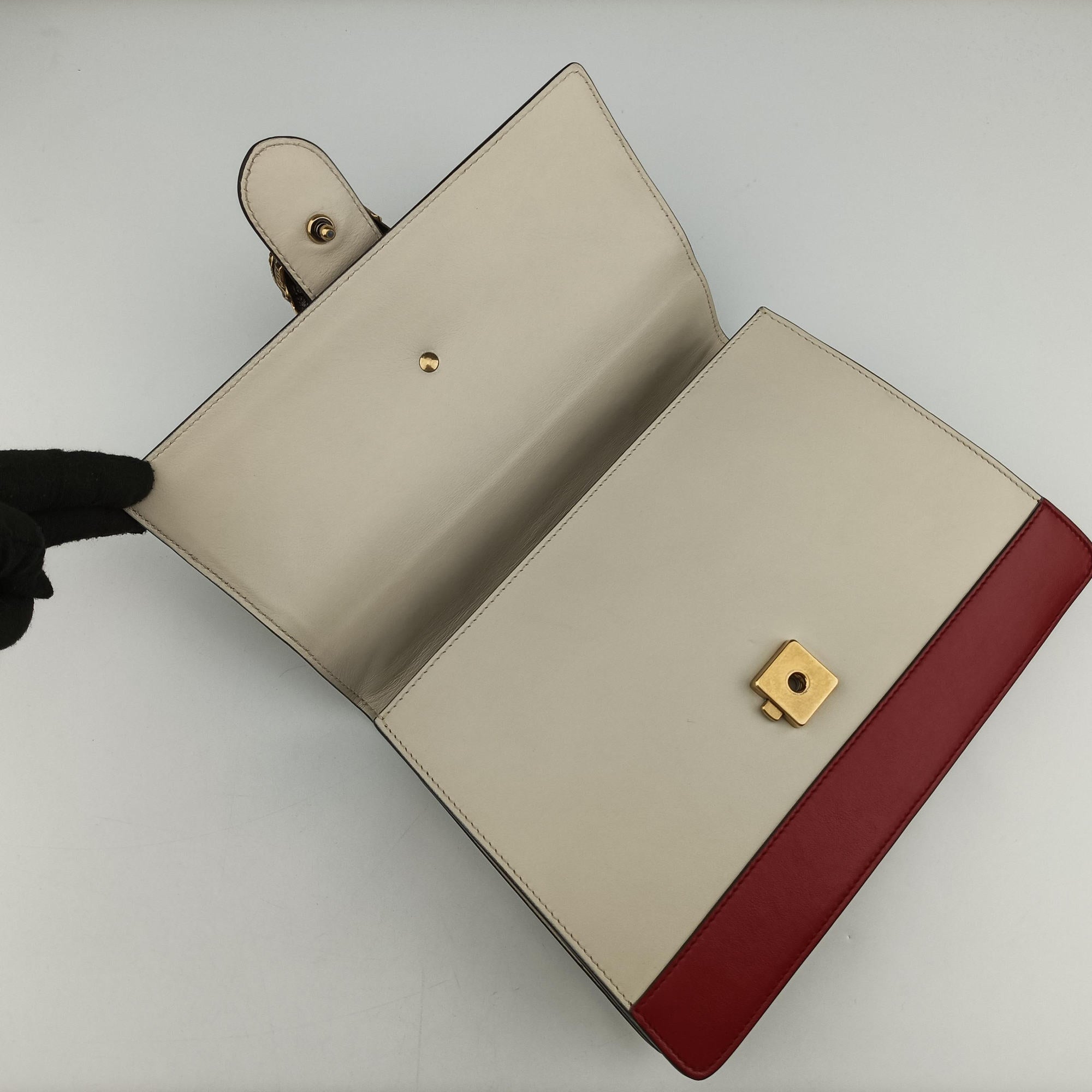 Pre-owned Gucci Dionysus bamboo White×navy×red Leather 448075 shoulderbag | stylenewstar