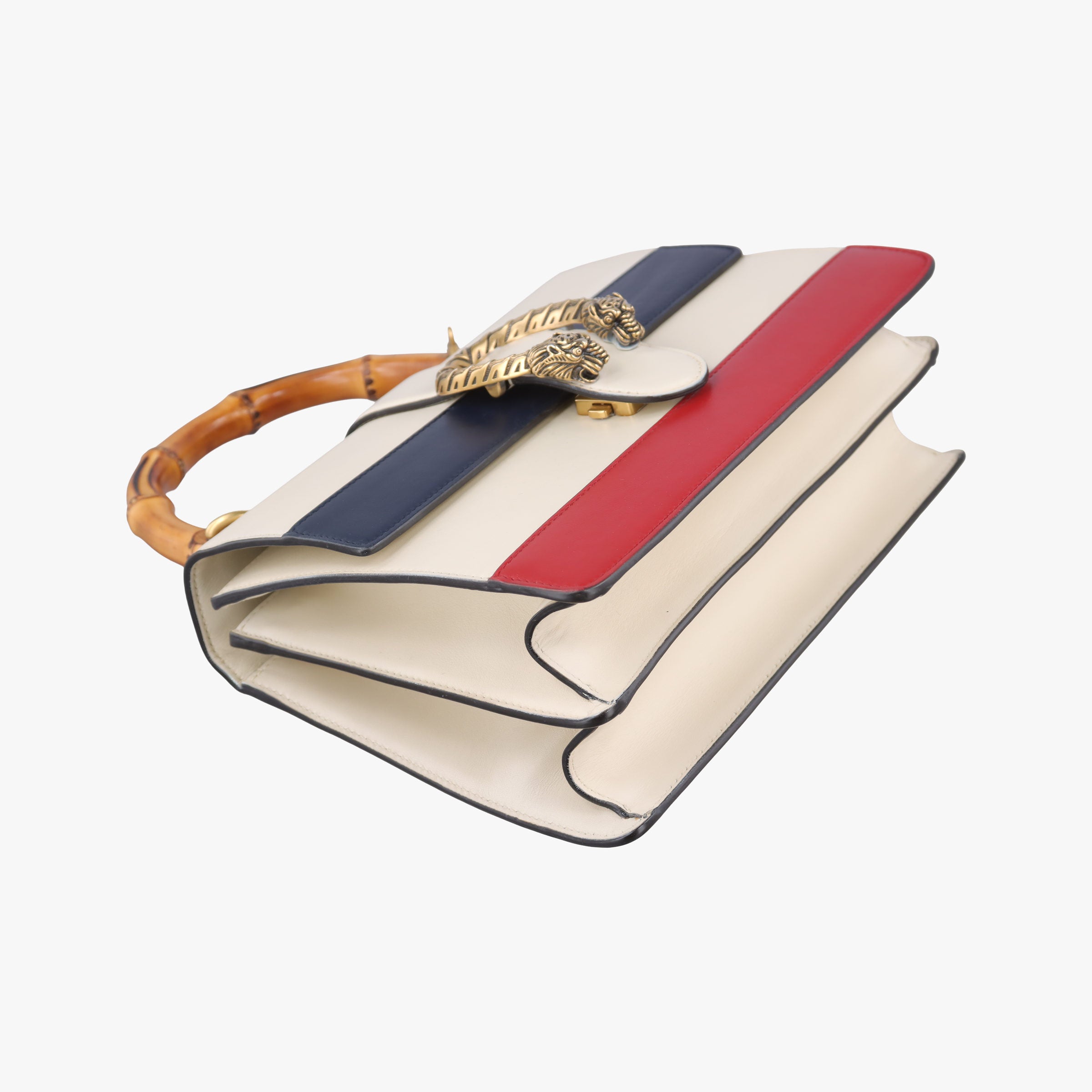 Pre-owned Gucci Dionysus bamboo White×navy×red Leather 448075 shoulderbag | stylenewstar