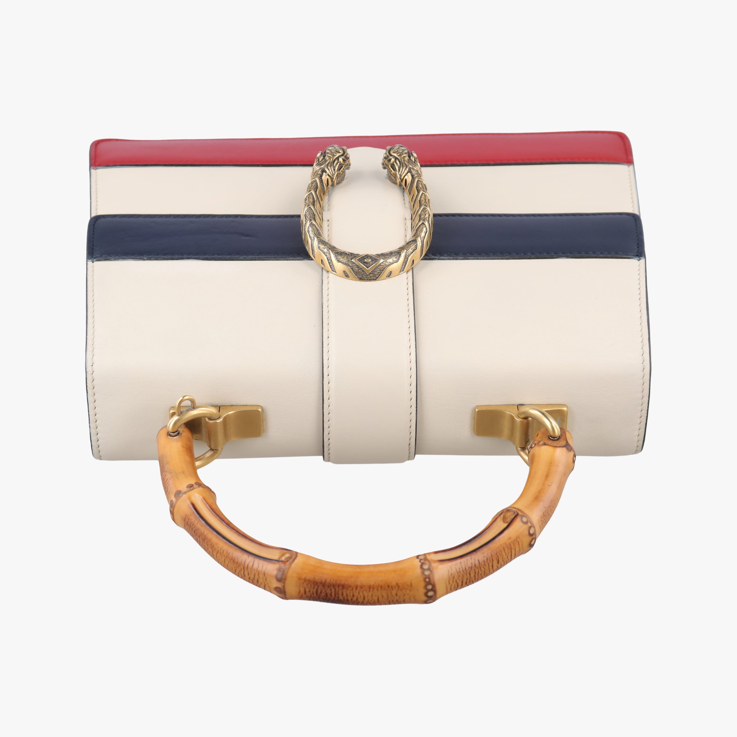 Pre-owned Gucci Dionysus bamboo White×navy×red Leather 448075 shoulderbag | stylenewstar