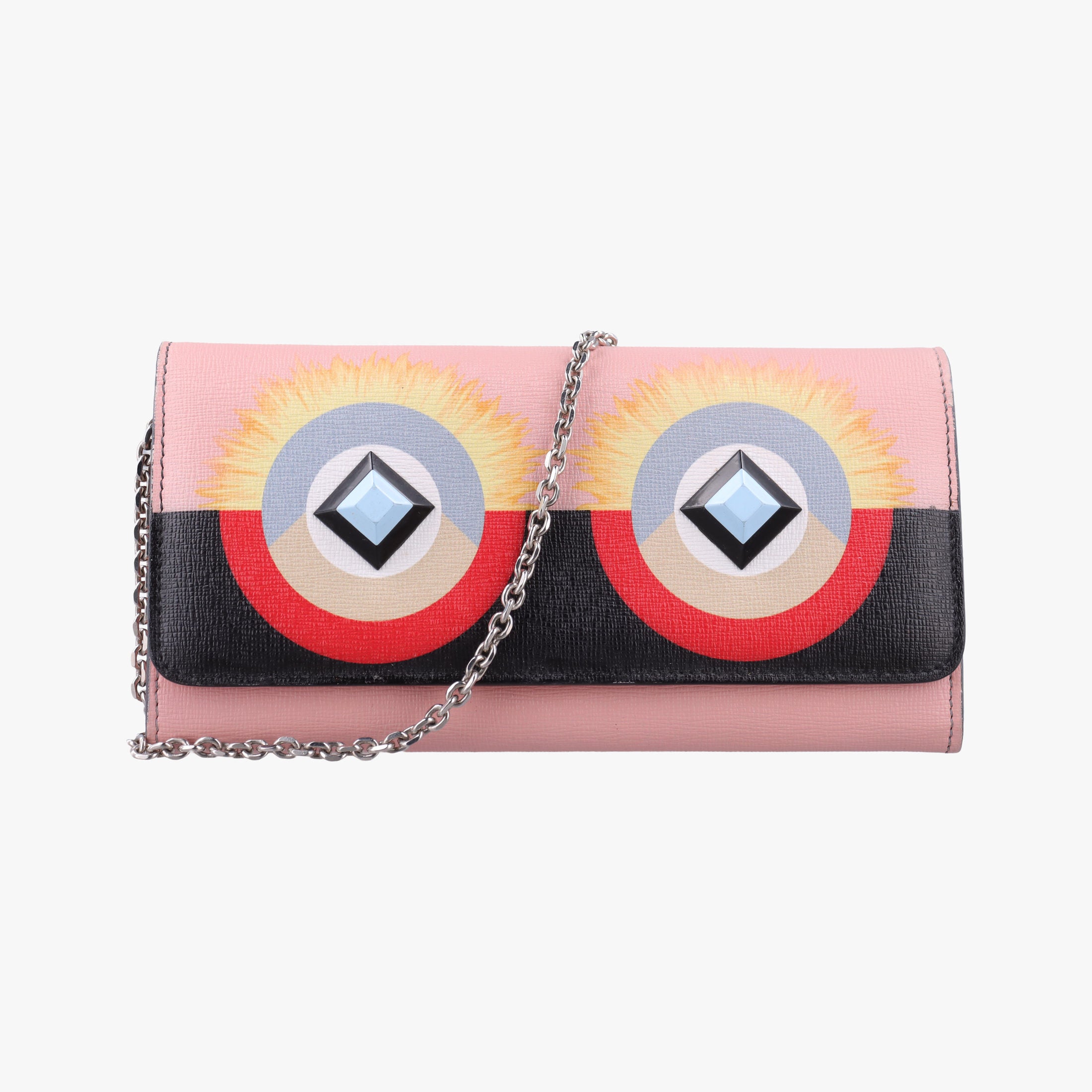 Pre-owned Fendi Monster Eyes Continental Multicolour Leather 8M0365 shoulderbag | stylenewstar