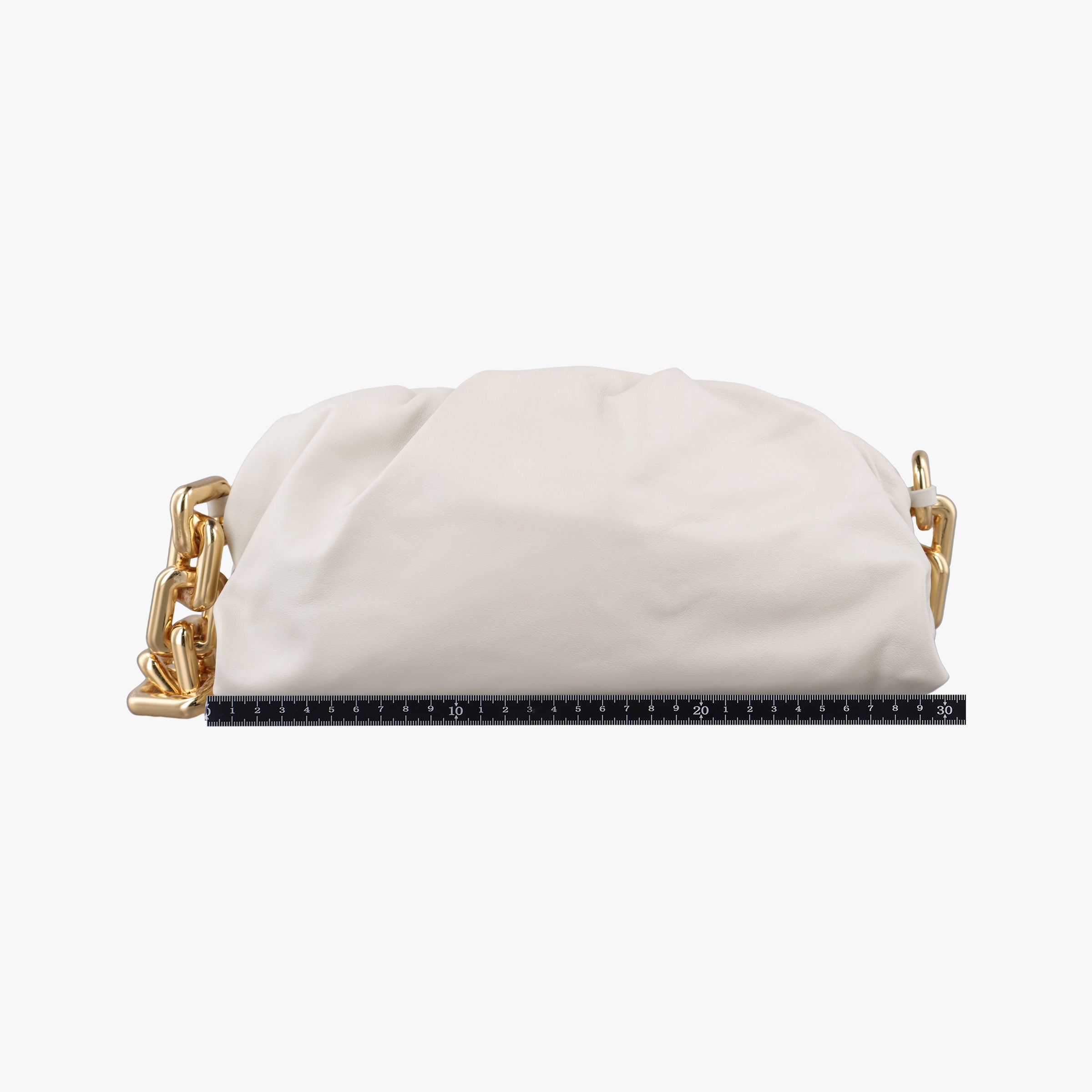Pre-owned Bottega Veneta THE Chain Pouch White lambskin  shoulderbag | stylenewstar