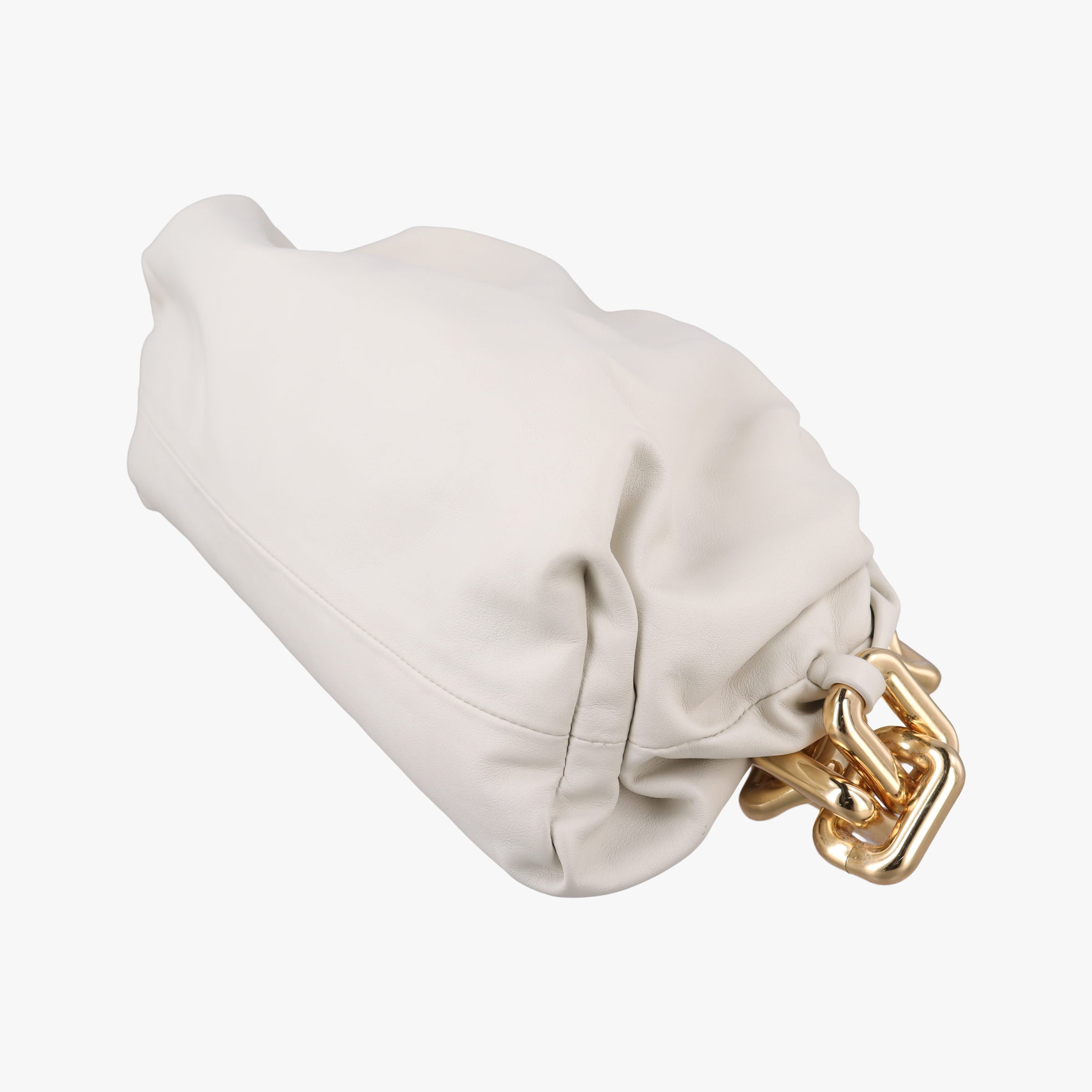 Pre-owned Bottega Veneta THE Chain Pouch White lambskin  shoulderbag | stylenewstar