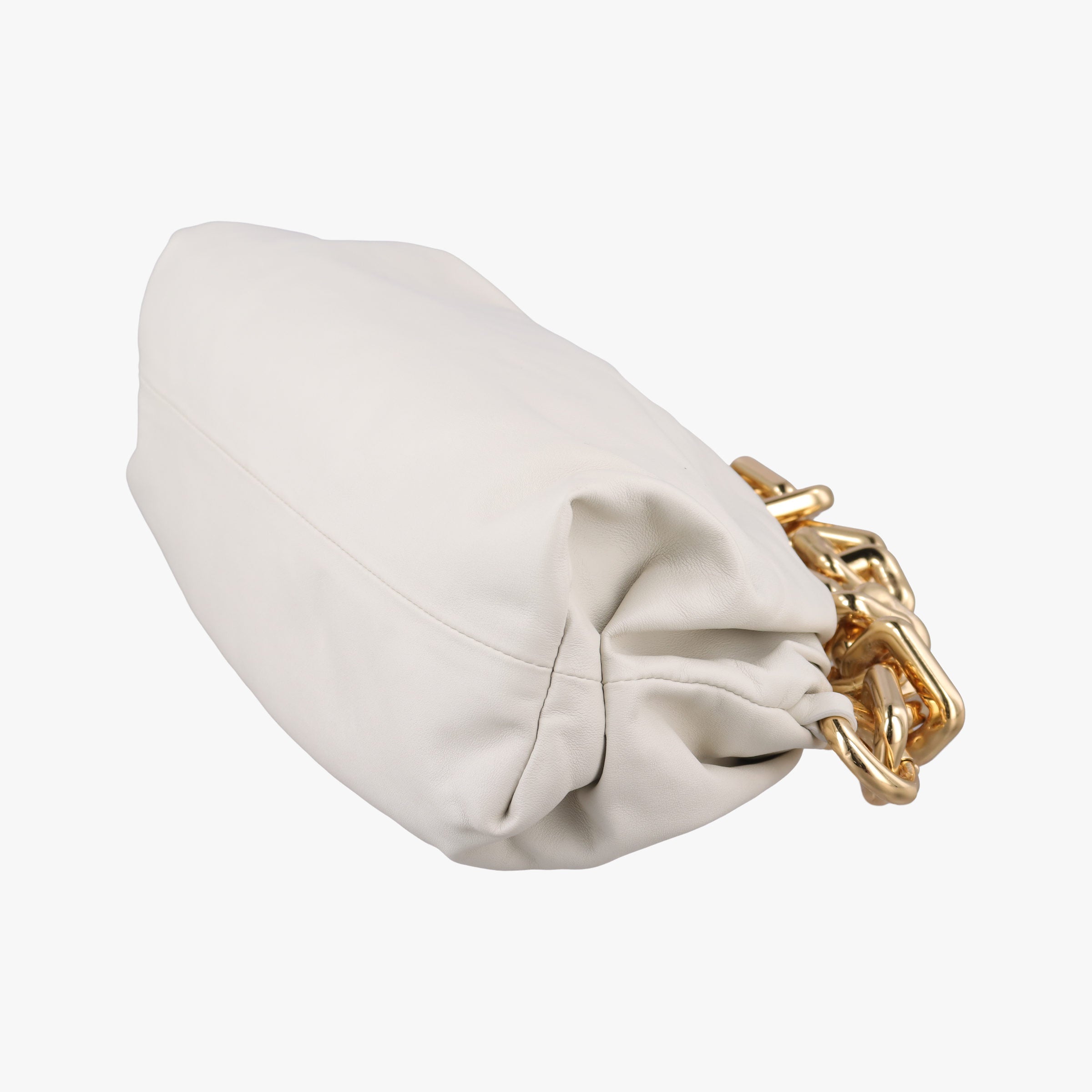 Pre-owned Bottega Veneta THE Chain Pouch White lambskin  shoulderbag | stylenewstar