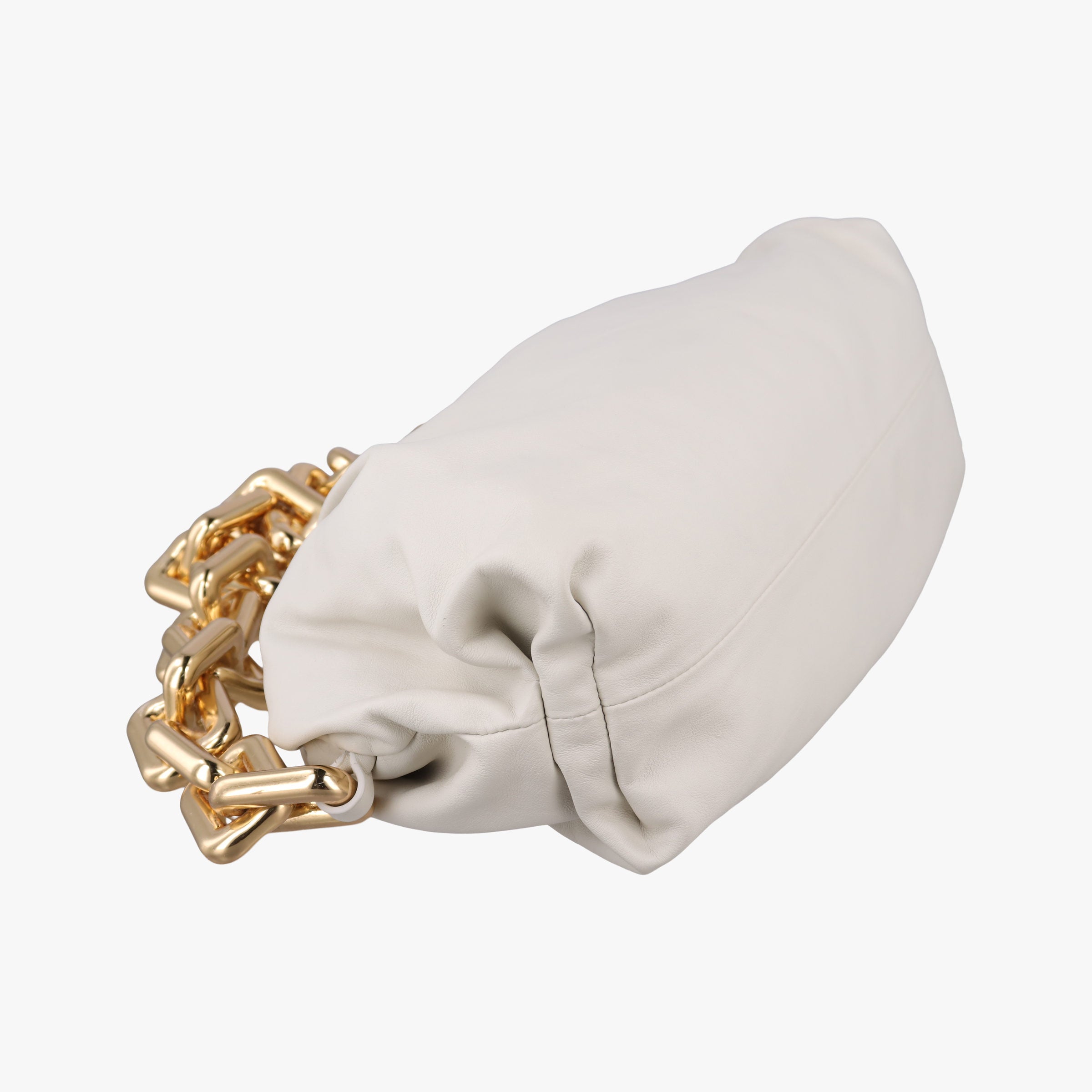 Pre-owned Bottega Veneta THE Chain Pouch White lambskin  shoulderbag | stylenewstar
