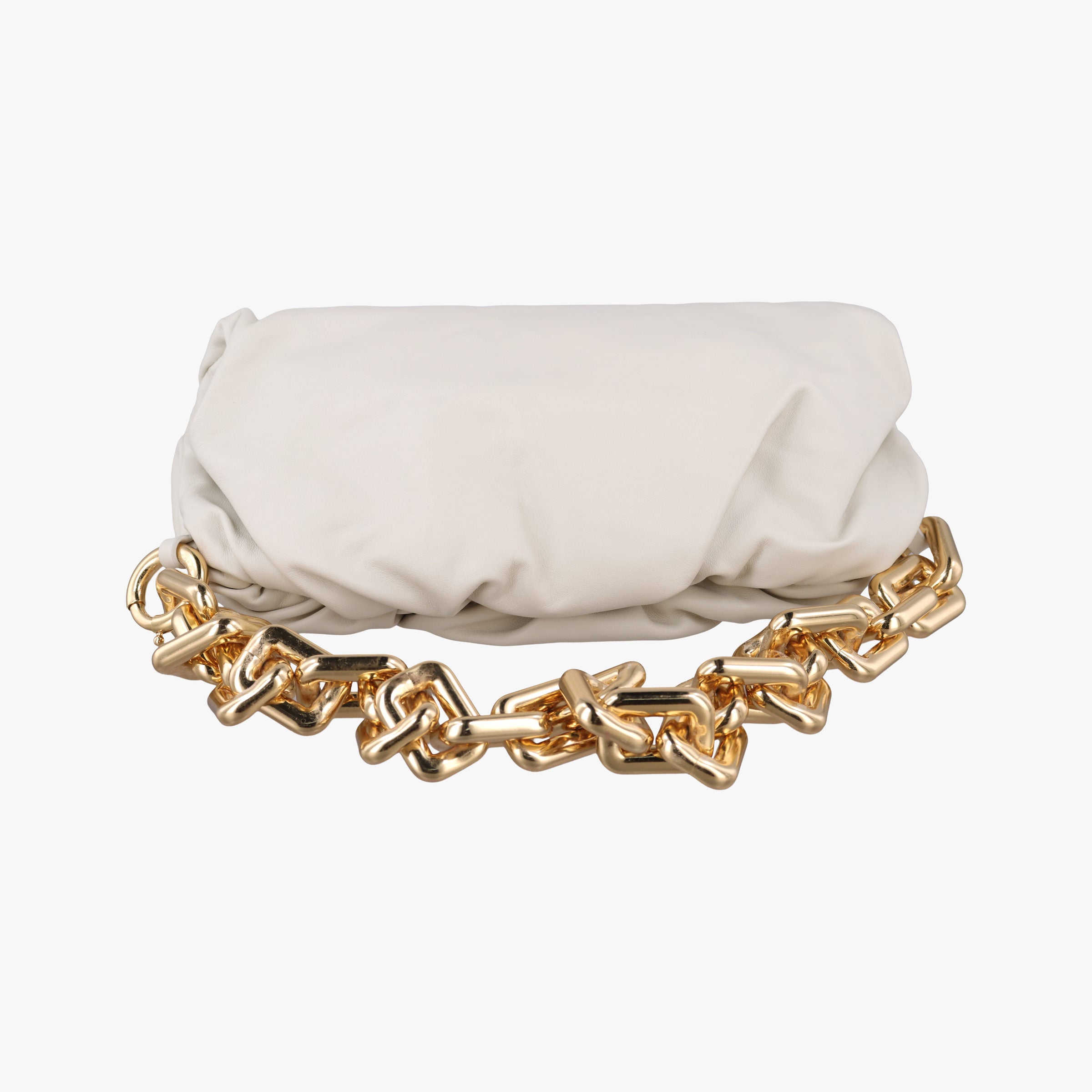 Pre-owned Bottega Veneta THE Chain Pouch White lambskin  shoulderbag | stylenewstar