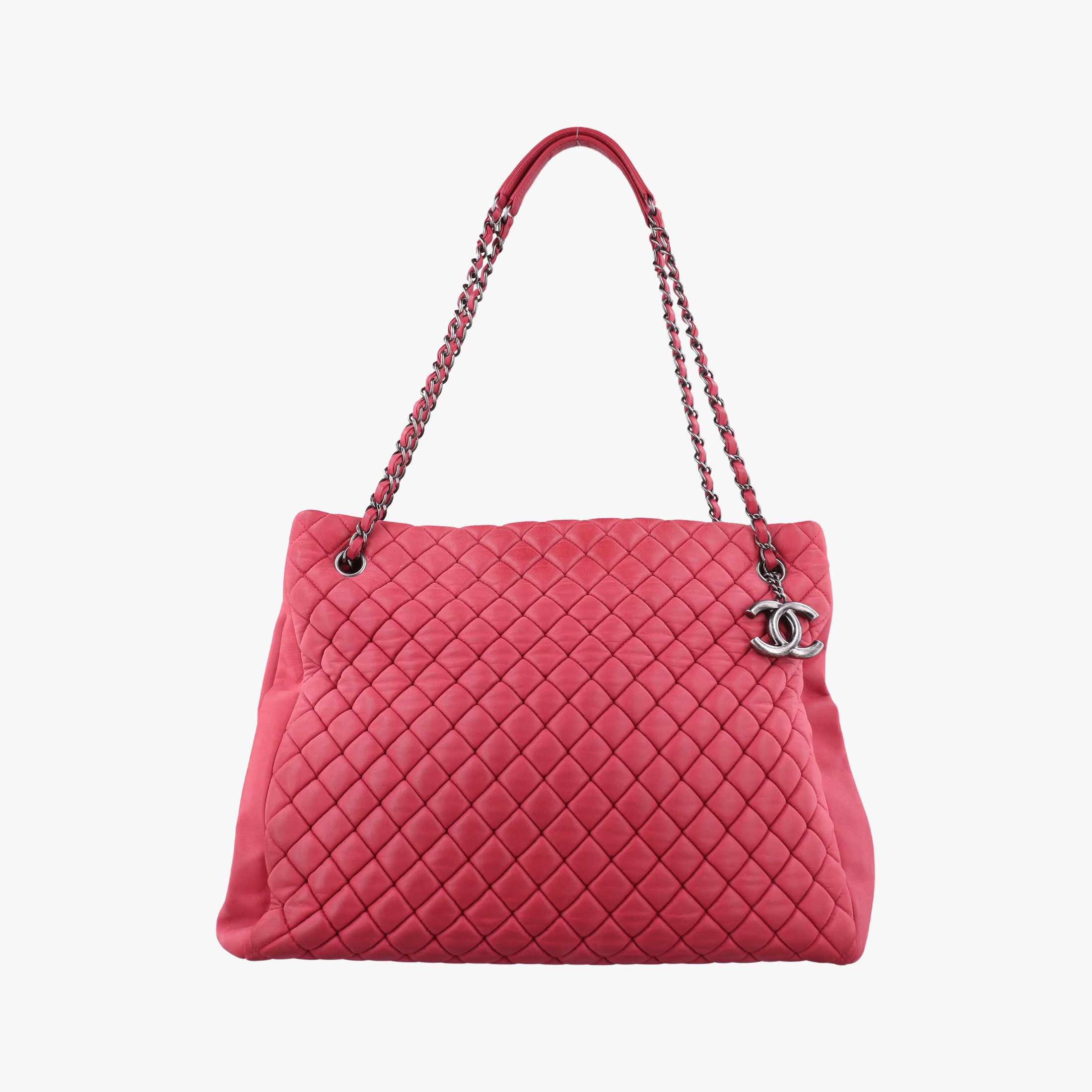 Pre-owned Chanel Matelasse cocomark Mademoiselle Red Iridescent Calfskin A67389 handbag | stylenewstar