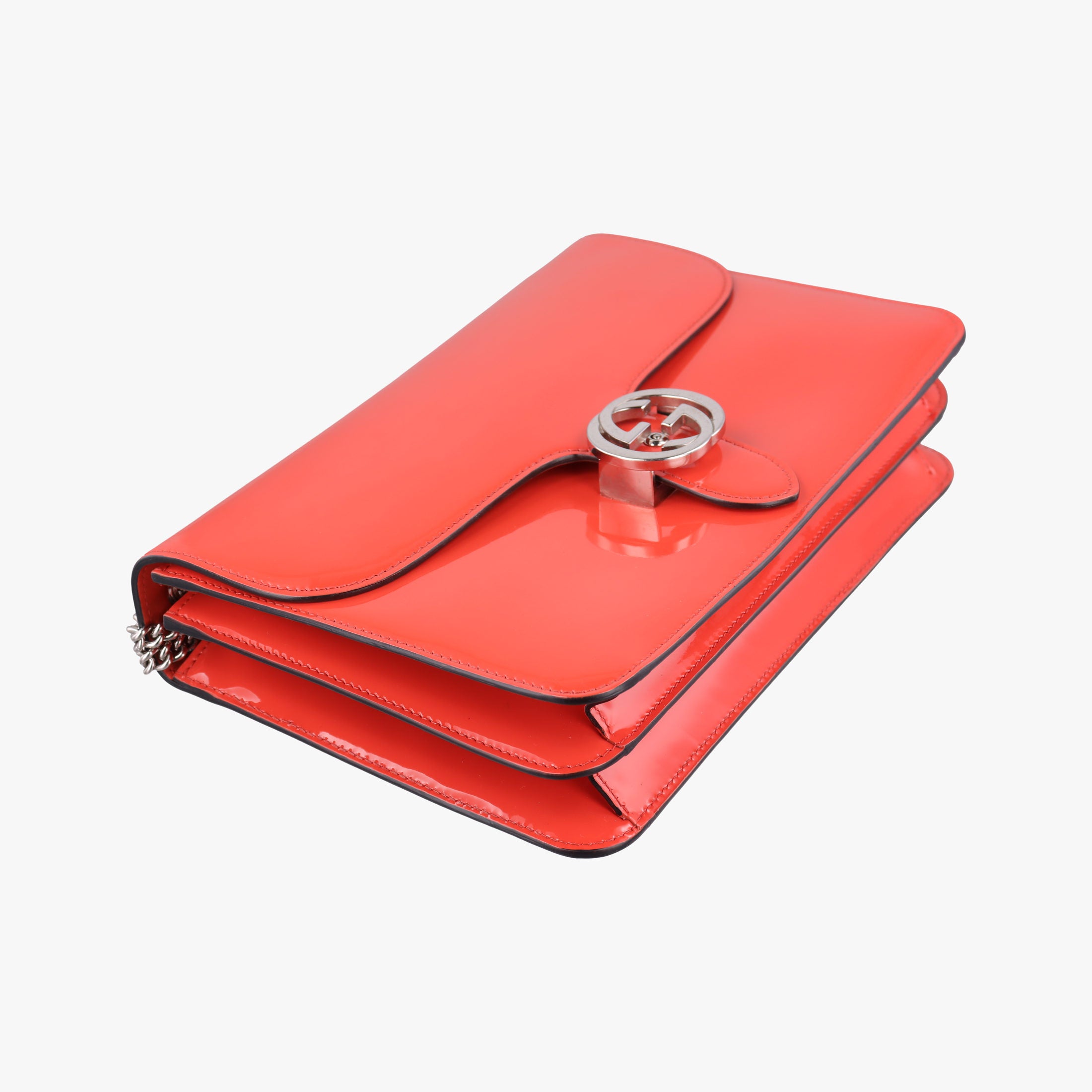 Pre-owned Gucci Interlocking G Orange Patent 387606 shoulderbag | stylenewstar