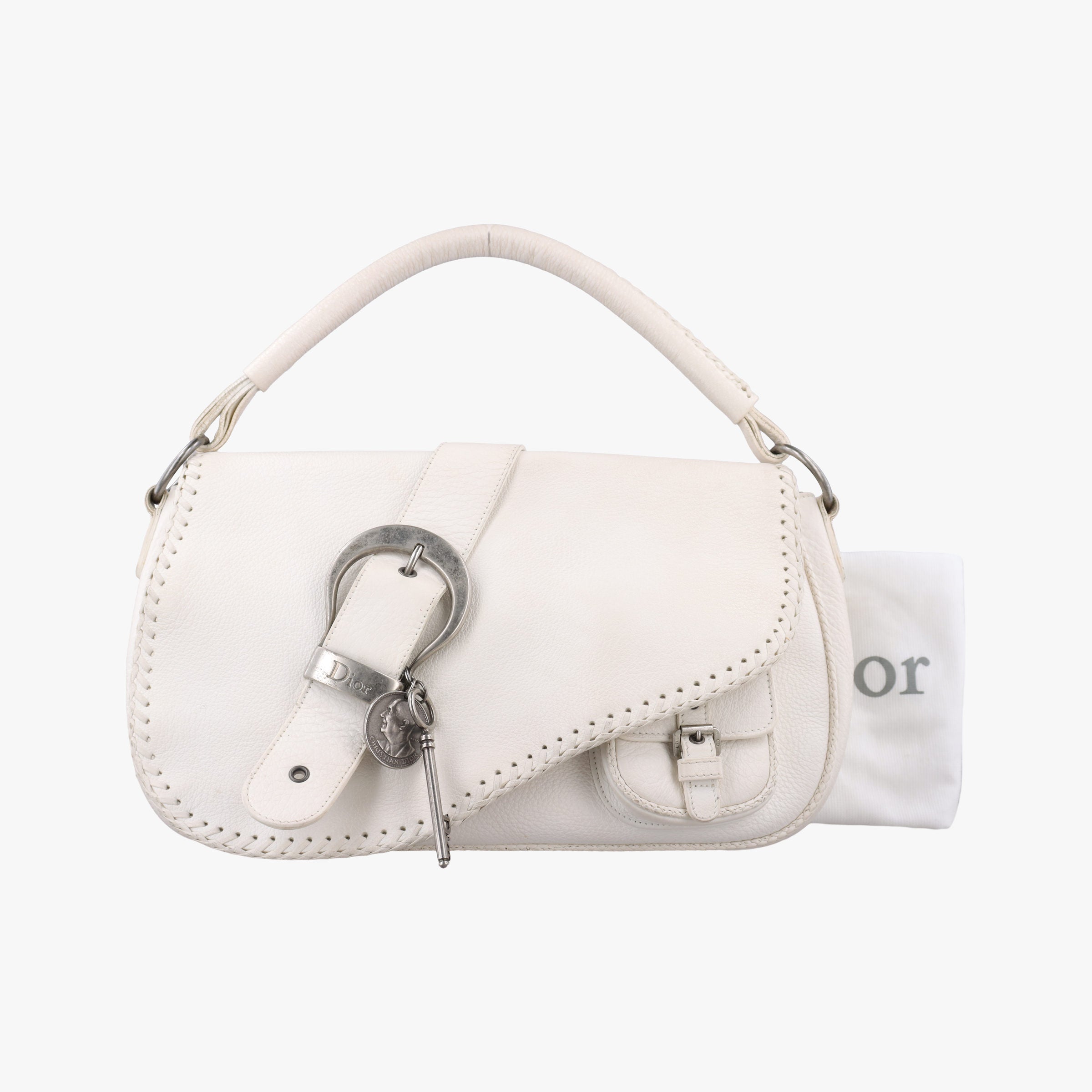 Pre-owned Christian Dior Gaucho White leather  handbag | stylenewstar