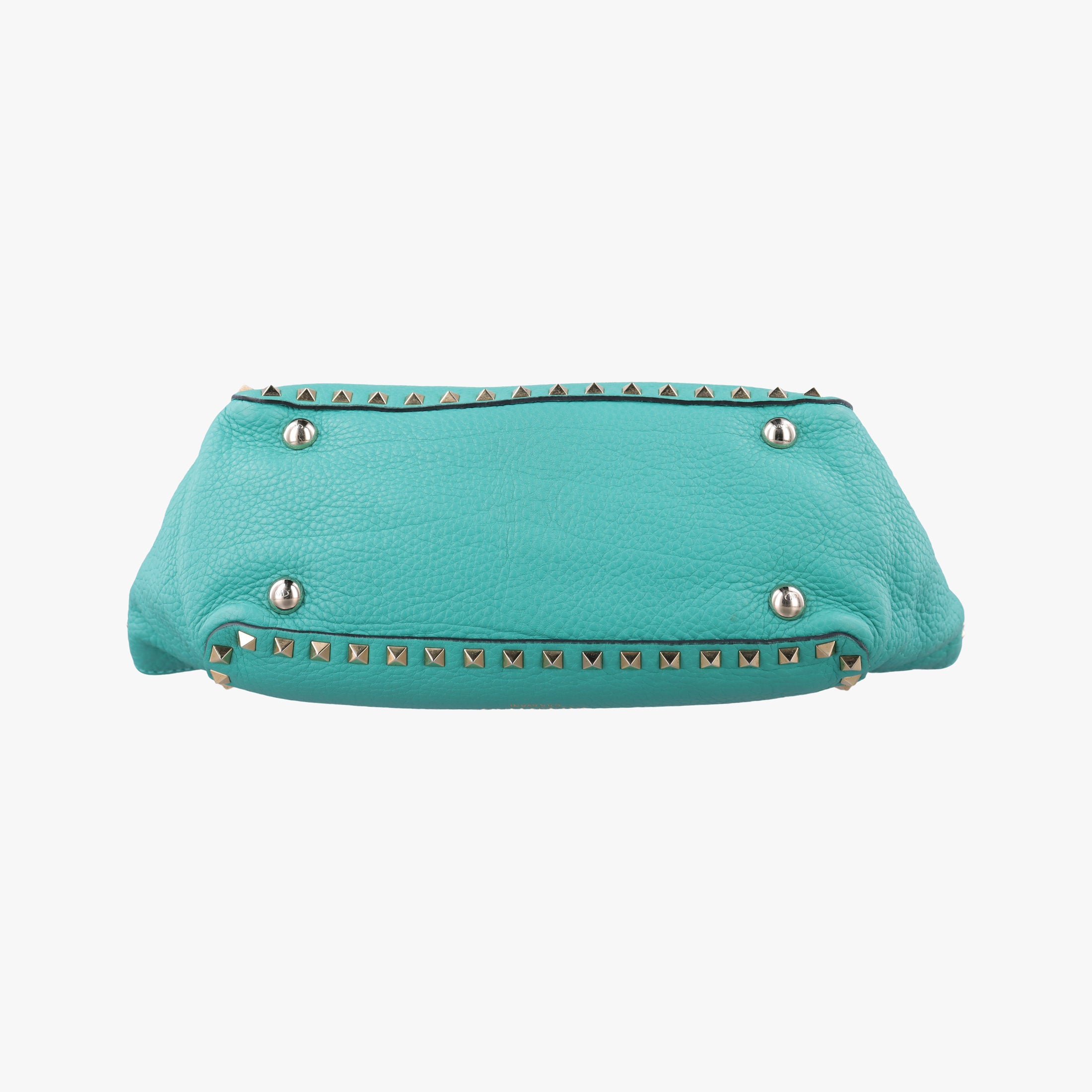 Pre-owned Valentino Rockstud BlueGreen Leather  shoulderbag | stylenewstar