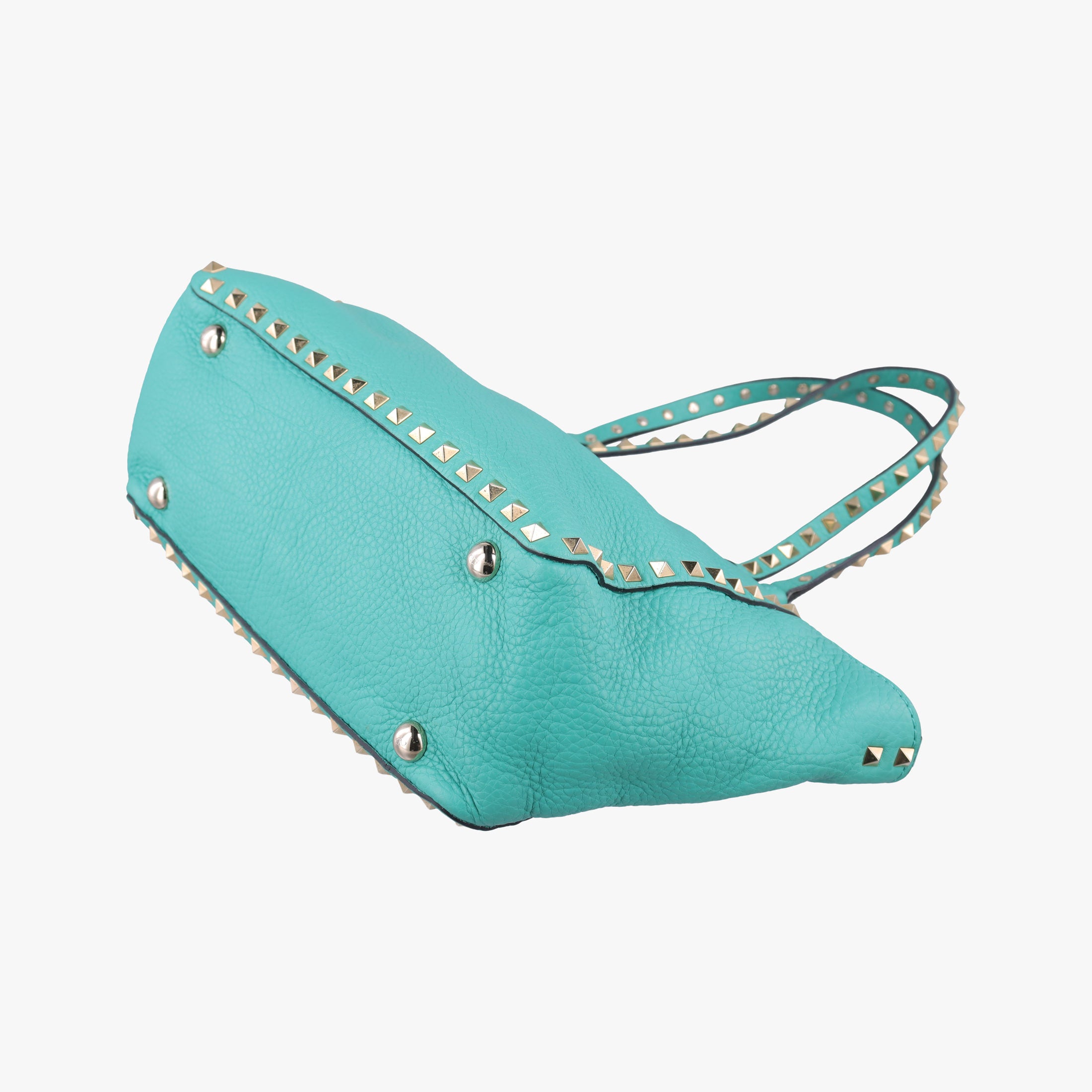 Pre-owned Valentino Rockstud BlueGreen Leather  shoulderbag | stylenewstar