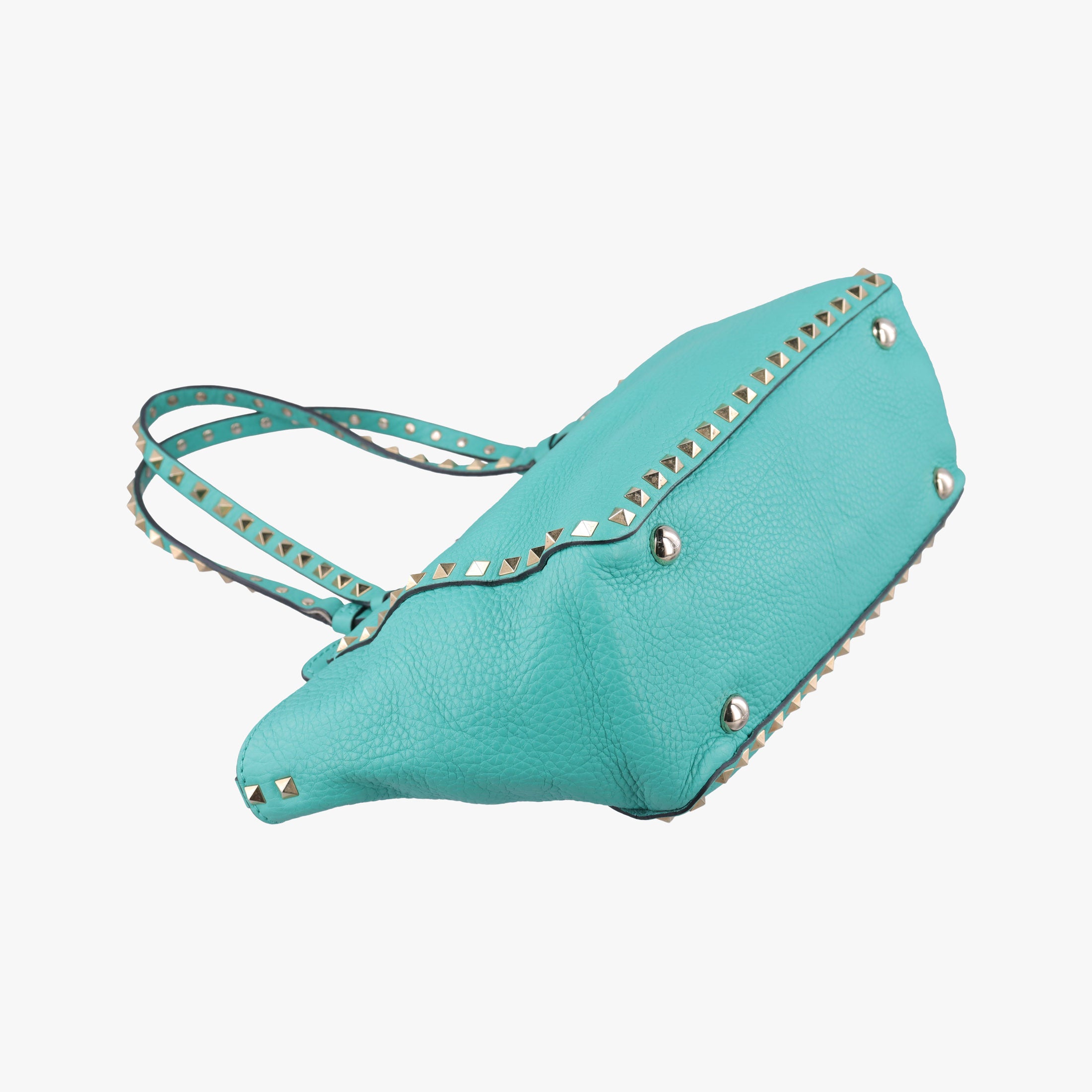 Pre-owned Valentino Rockstud BlueGreen Leather  shoulderbag | stylenewstar