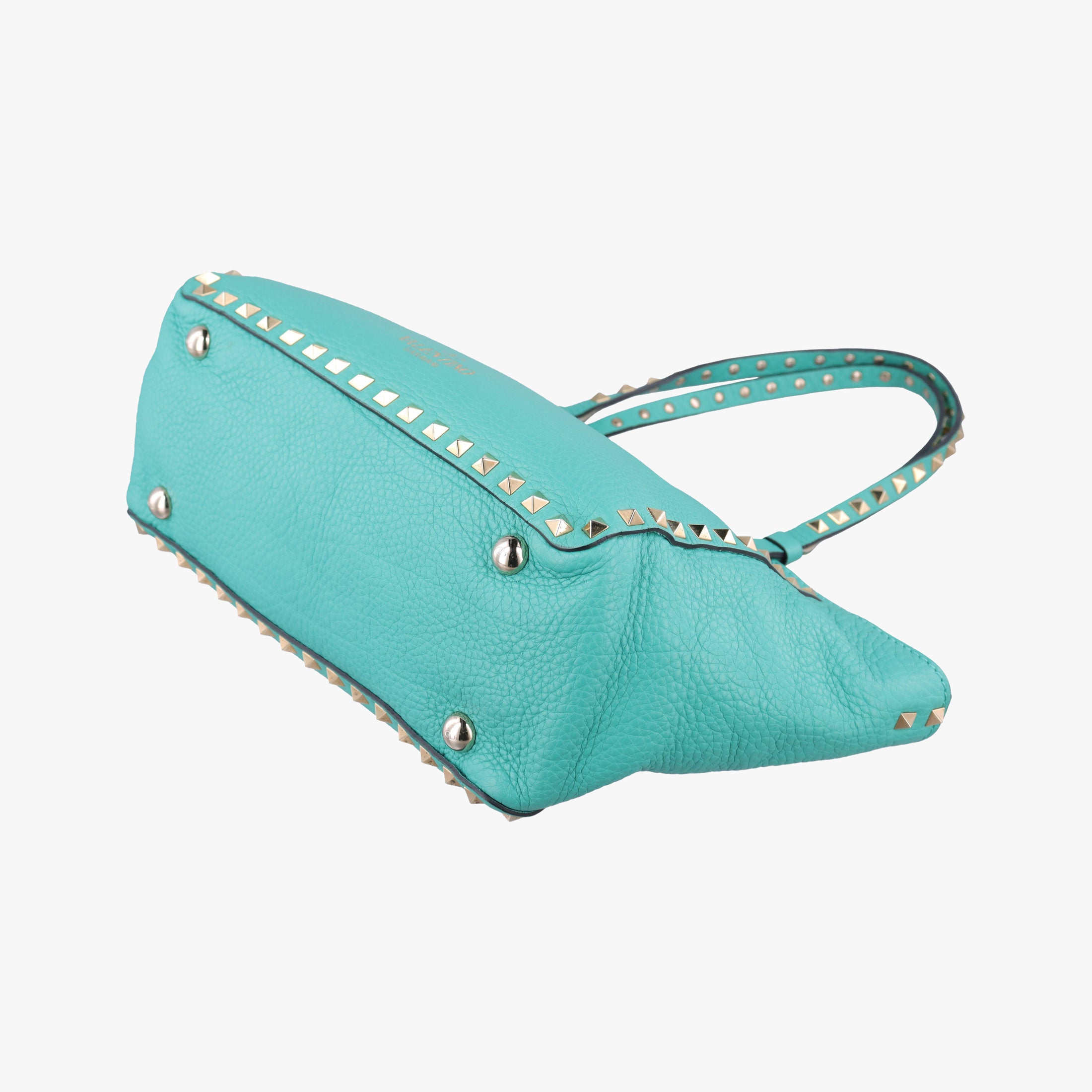 Pre-owned Valentino Rockstud BlueGreen Leather  shoulderbag | stylenewstar