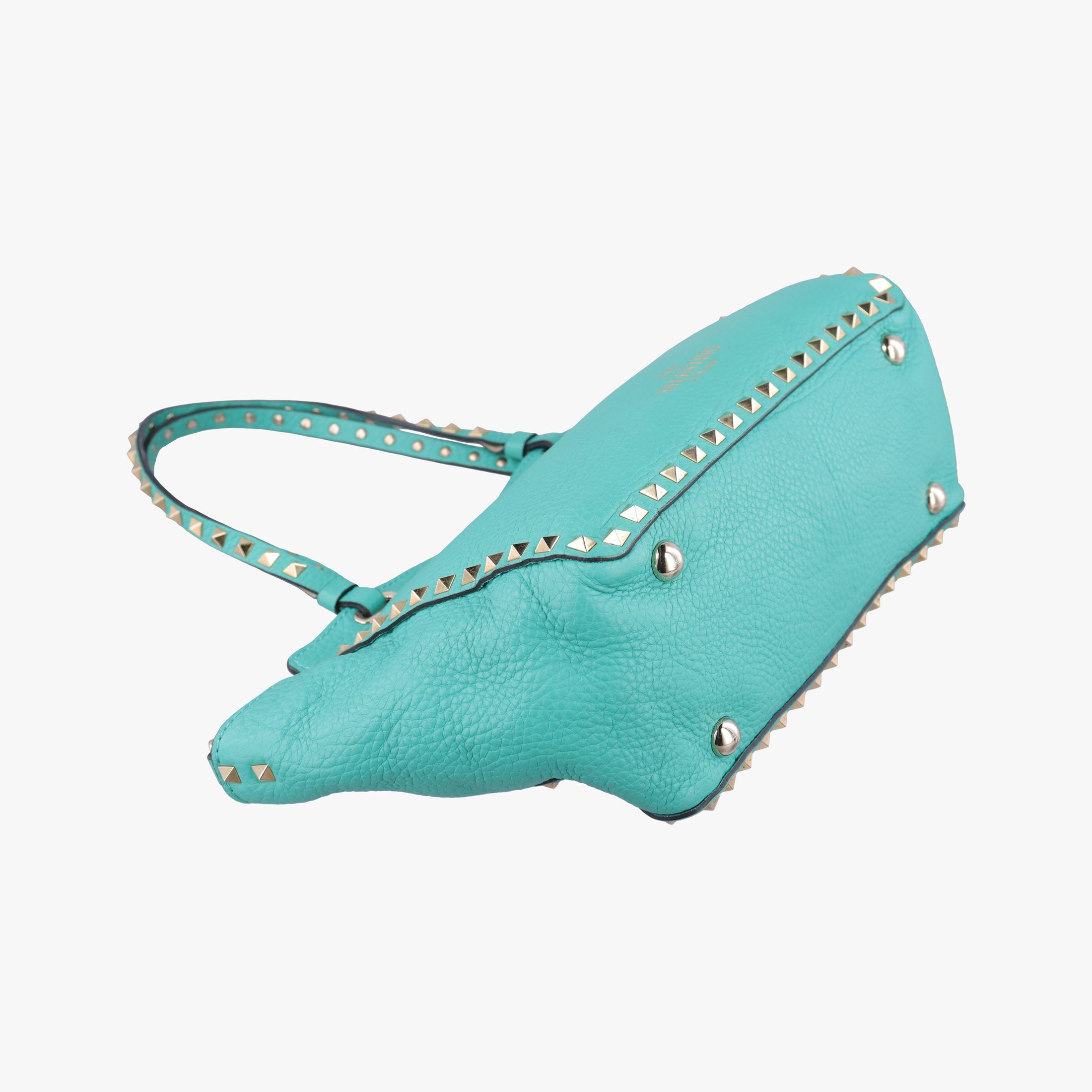 Pre-owned Valentino Rockstud BlueGreen Leather  shoulderbag | stylenewstar