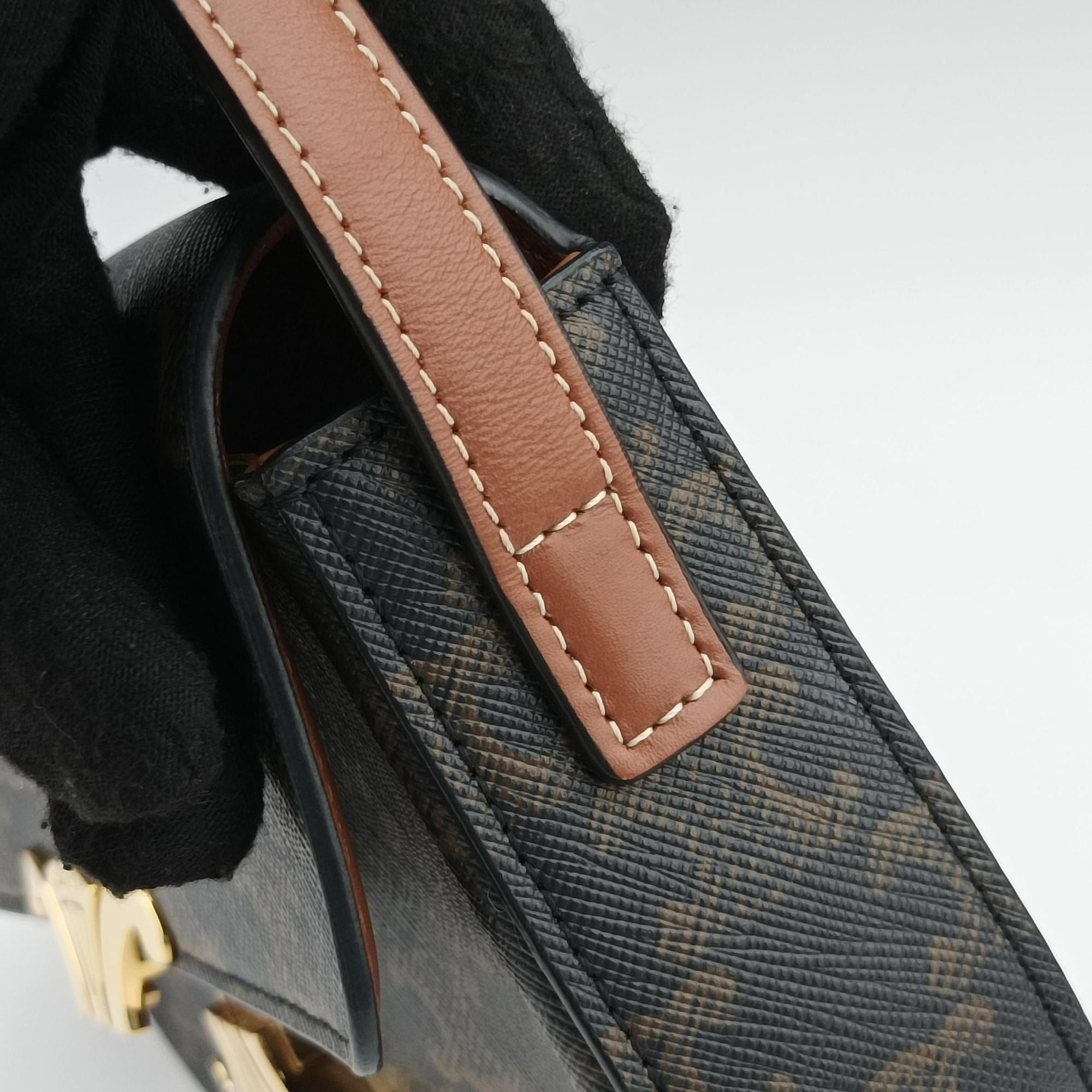 Pre-owned Celine Claude Triomphe Brown PVC coated canvas  shoulderbag | stylenewstar