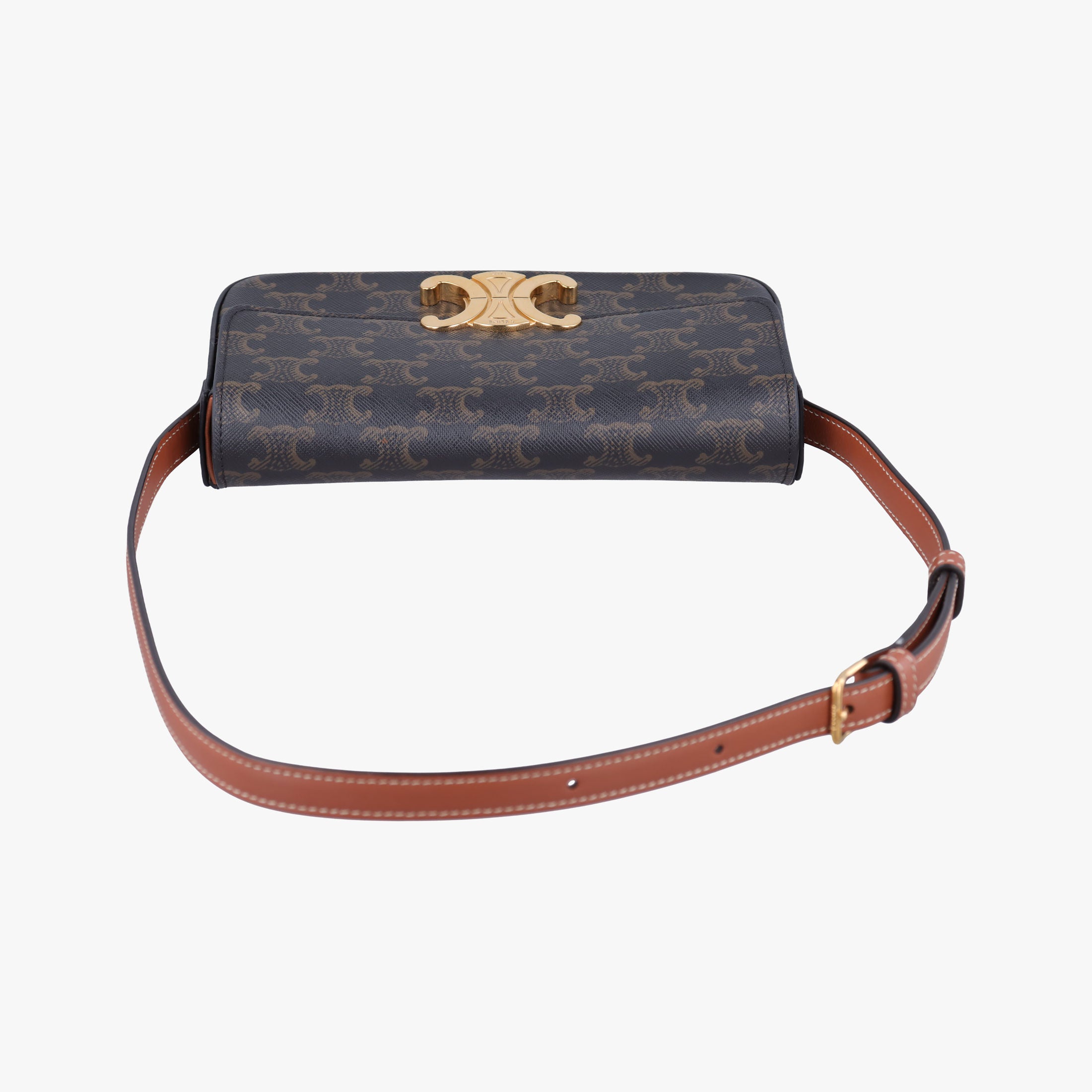 Pre-owned Celine Claude Triomphe Brown PVC coated canvas  shoulderbag | stylenewstar