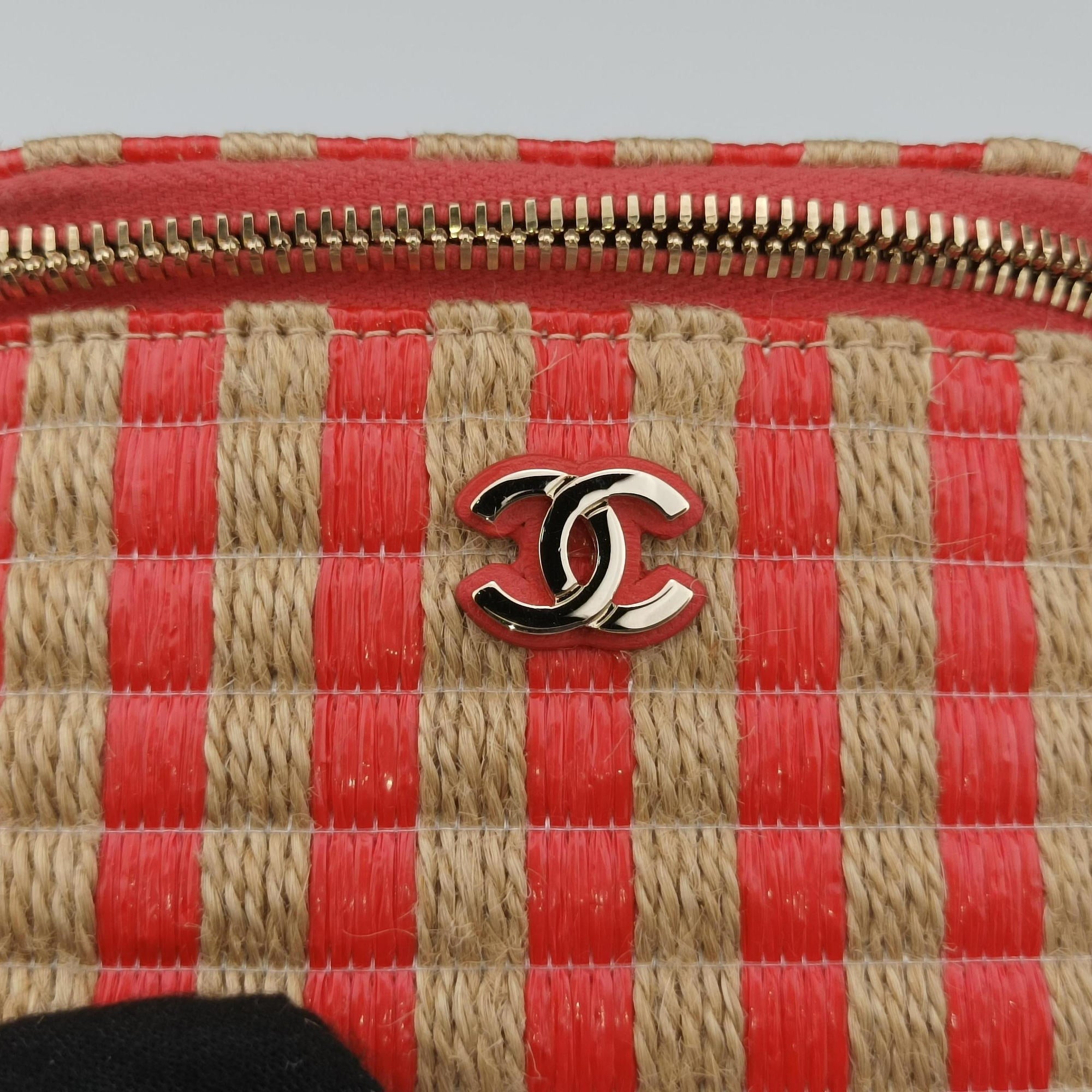 Pre-owned Chanel Raffia CC Mini Vanity Orange x Beige Raffia × Leather AP1998 shoulderbag | stylenewstar
