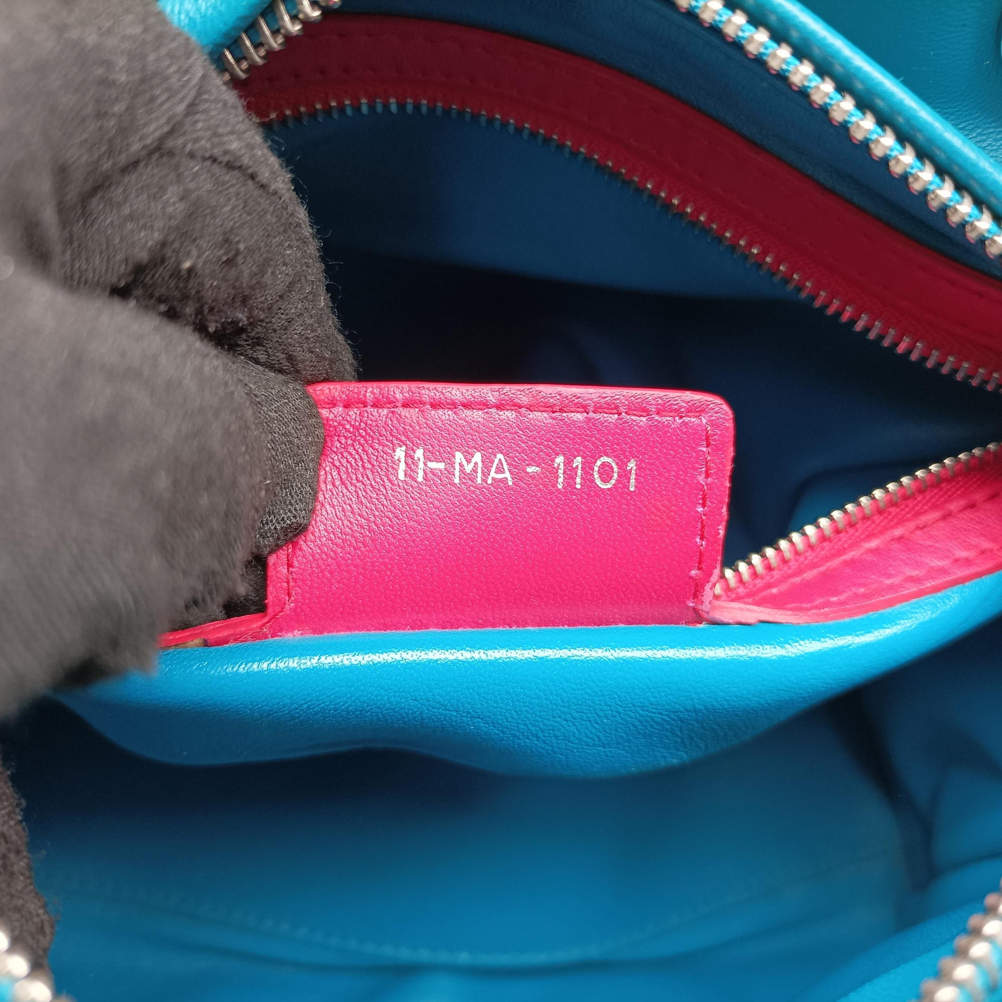 Pre-owned Christian Dior Lady Dior Navy×Pink×Light Blue lambskin  shoulderbag | stylenewstar