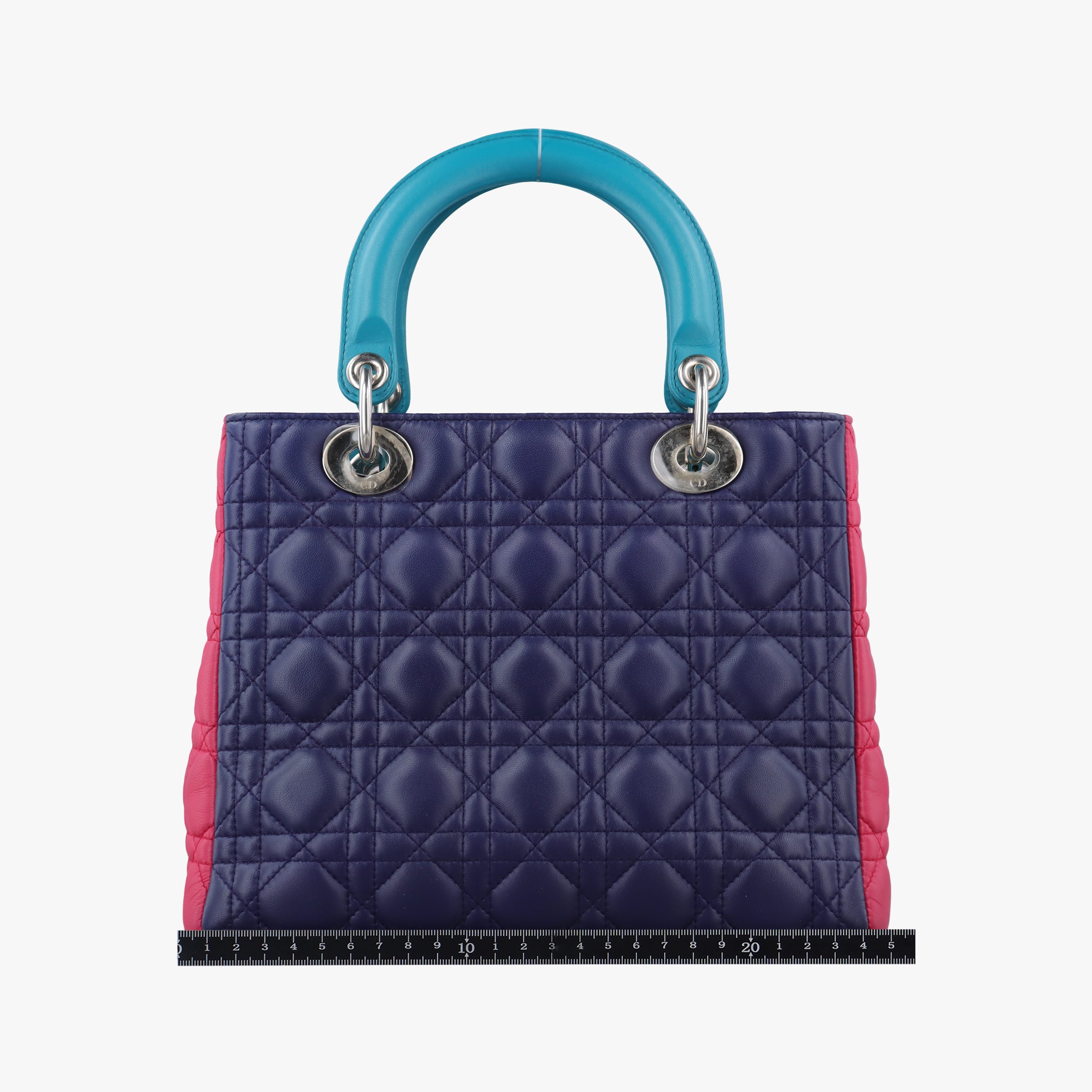 Pre-owned Christian Dior Lady Dior Navy×Pink×Light Blue lambskin  shoulderbag | stylenewstar