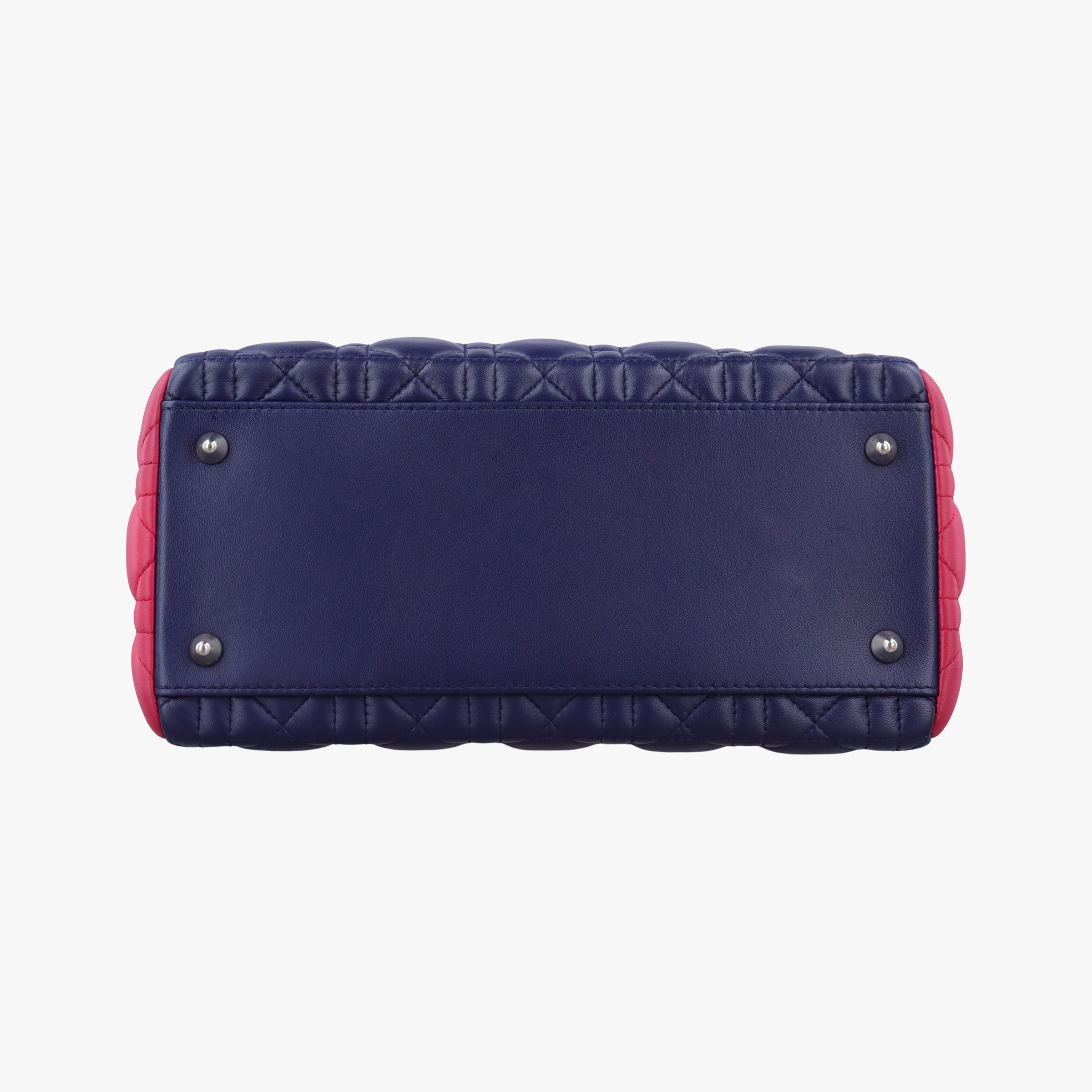 Pre-owned Christian Dior Lady Dior Navy×Pink×Light Blue lambskin  shoulderbag | stylenewstar