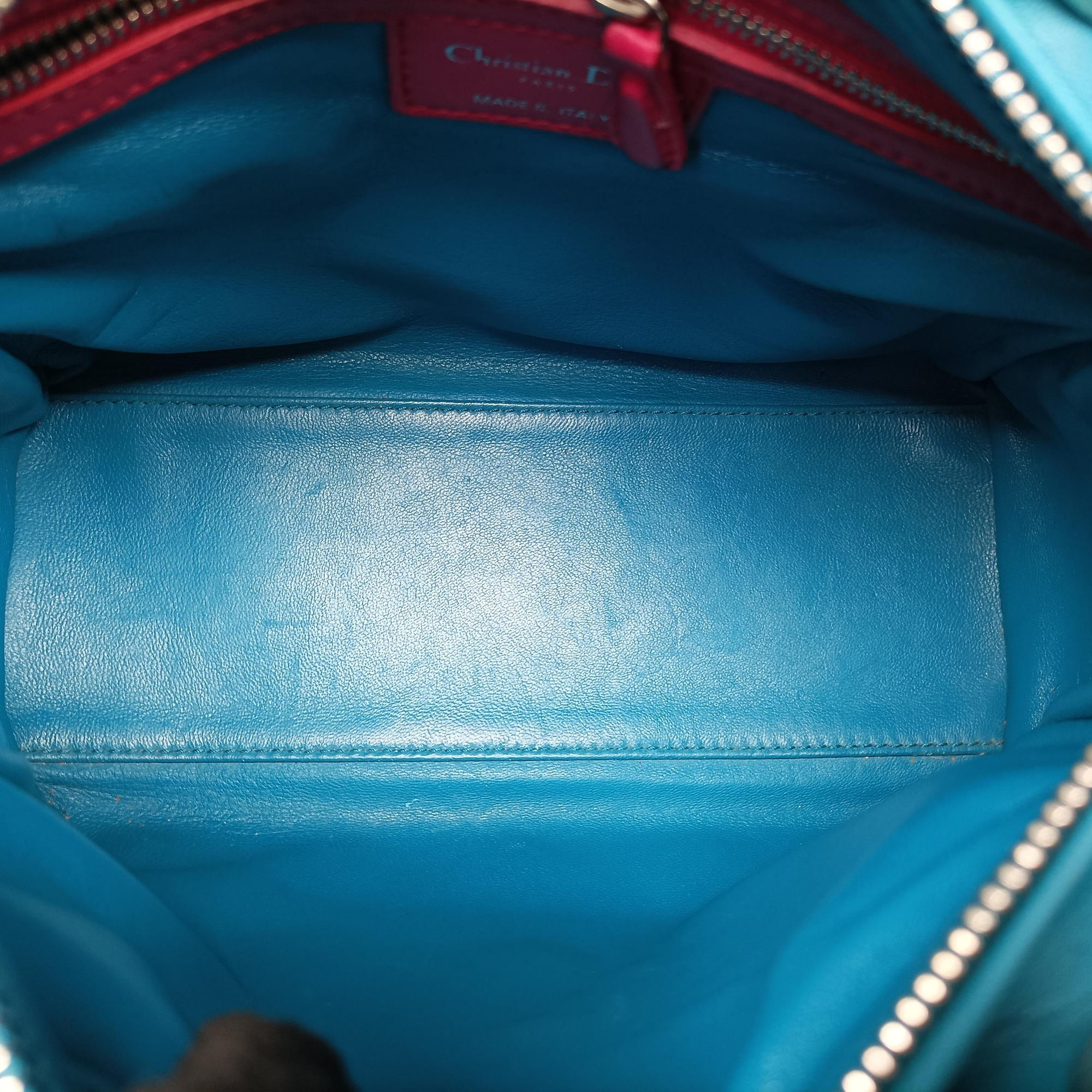 Pre-owned Christian Dior Lady Dior Navy×Pink×Light Blue lambskin  shoulderbag | stylenewstar